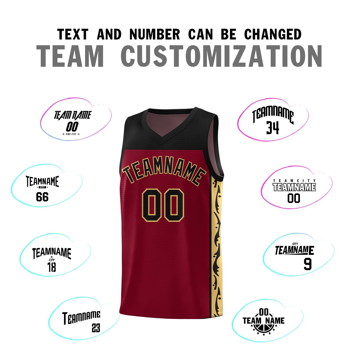 Custom Crimson Side Pattern Sports Uniform Basketball Jersey