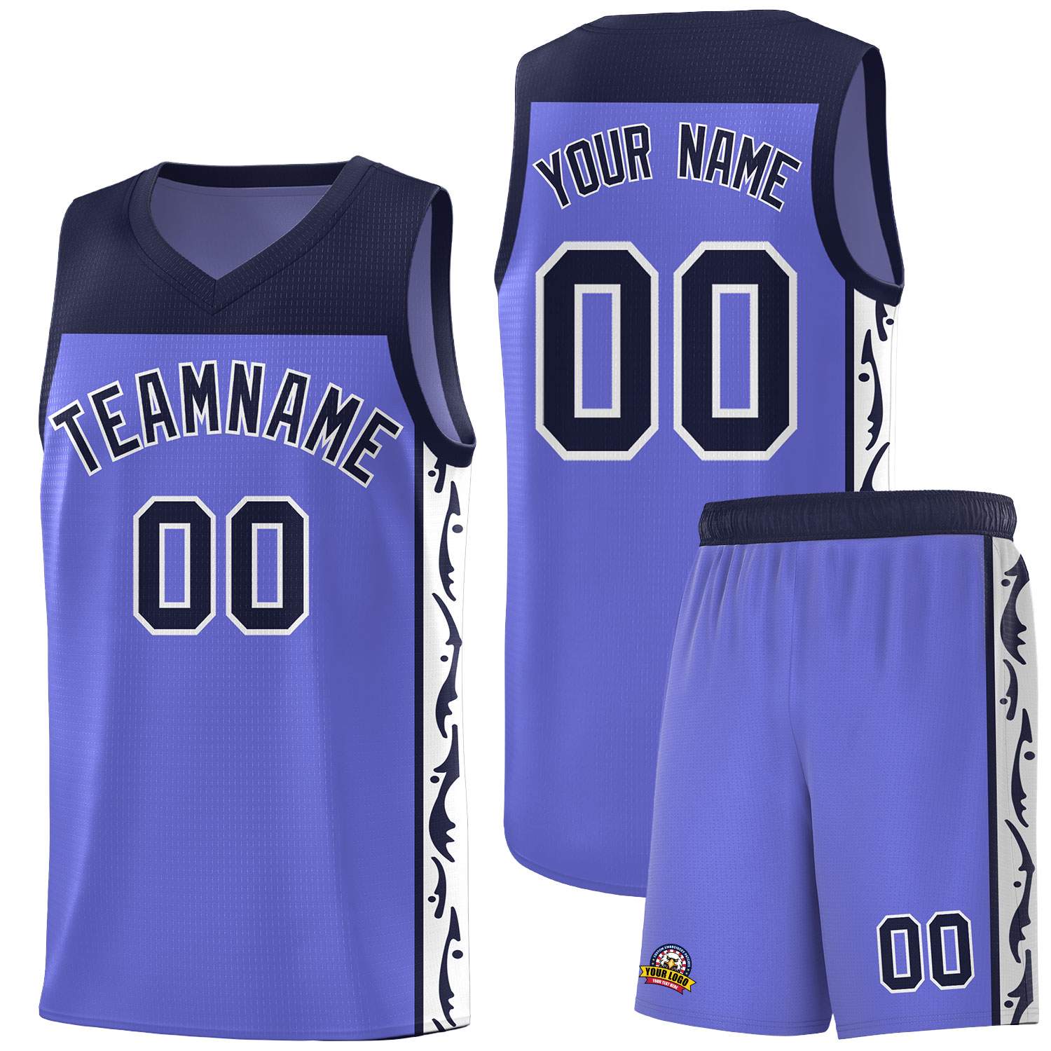 Custom Purple Side Pattern Sports Uniform Basketball Jersey