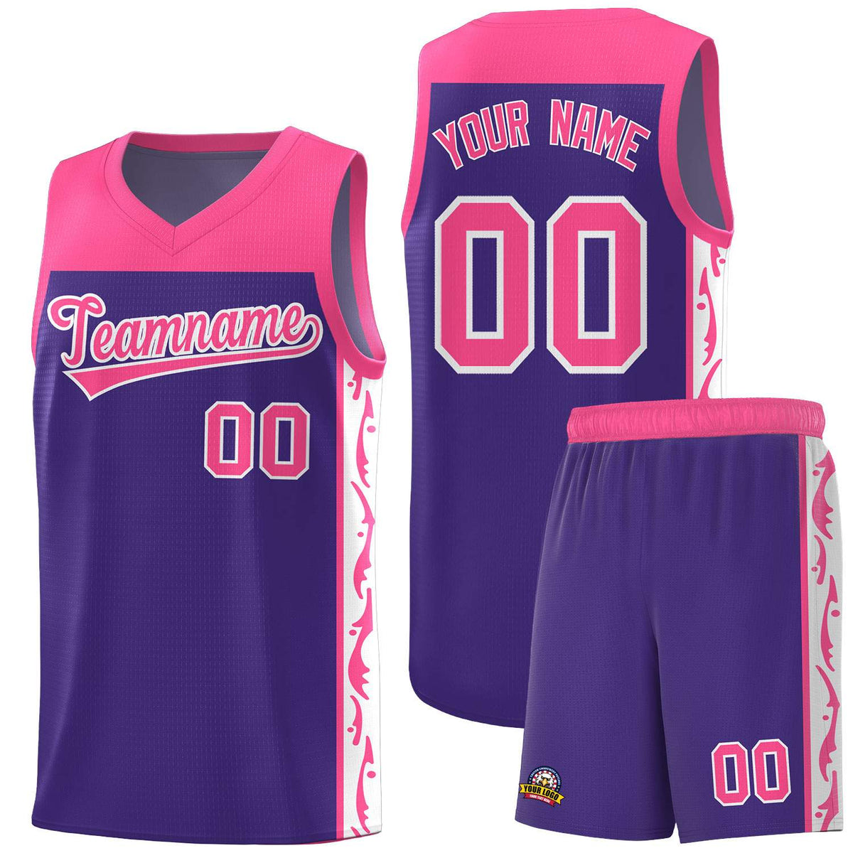 Custom Purple Side Pattern Sports Uniform Basketball Jersey