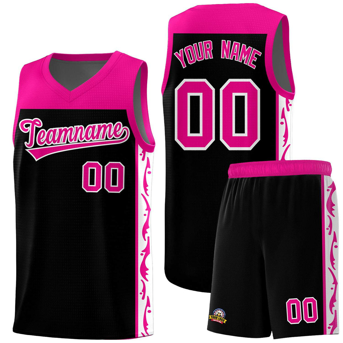 Custom Black Side Pattern Sports Uniform Basketball Jersey