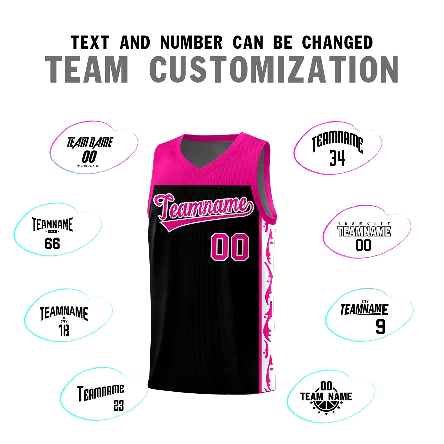 Custom Black Side Pattern Sports Uniform Basketball Jersey