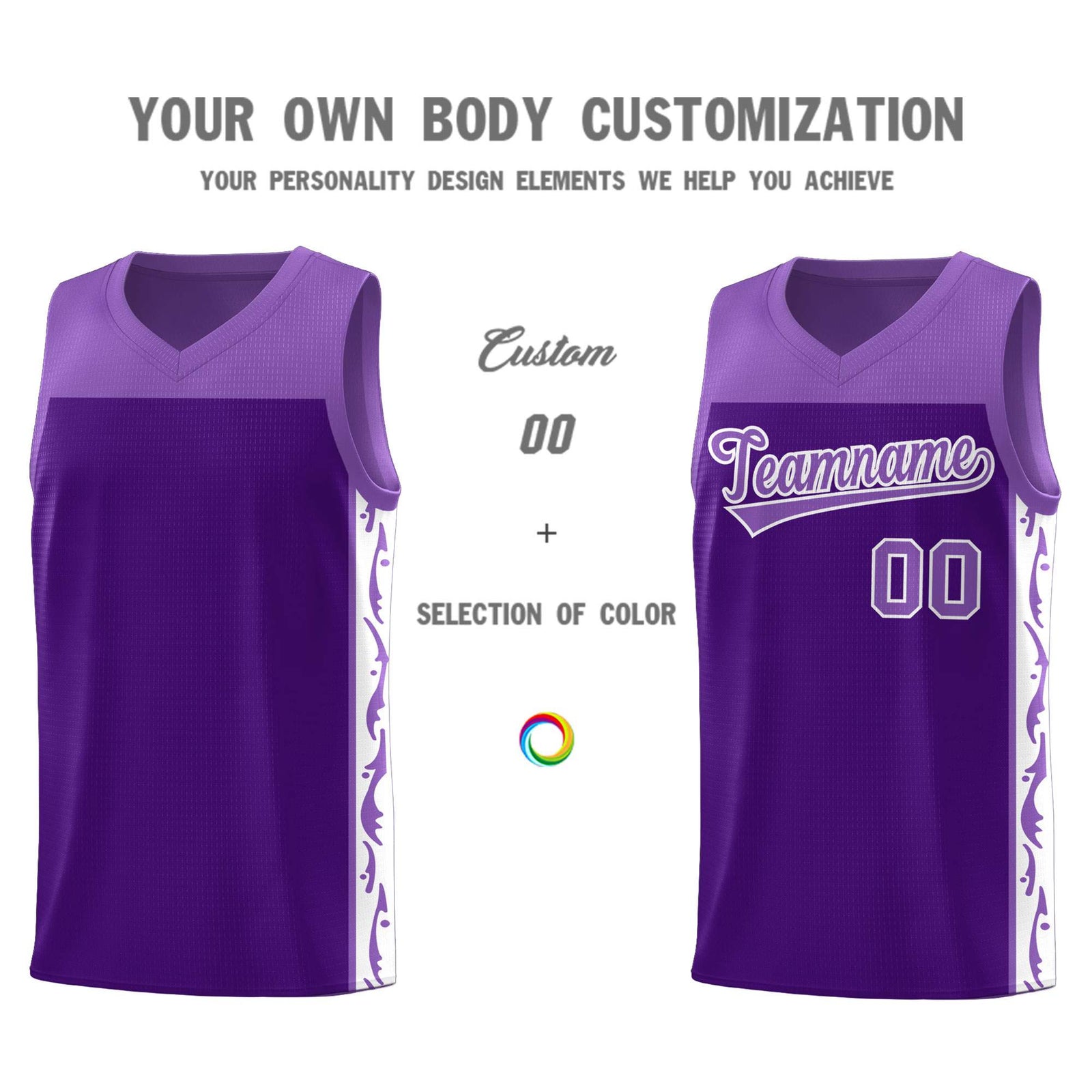 Custom Purple Side Pattern Sports Uniform Basketball Jersey