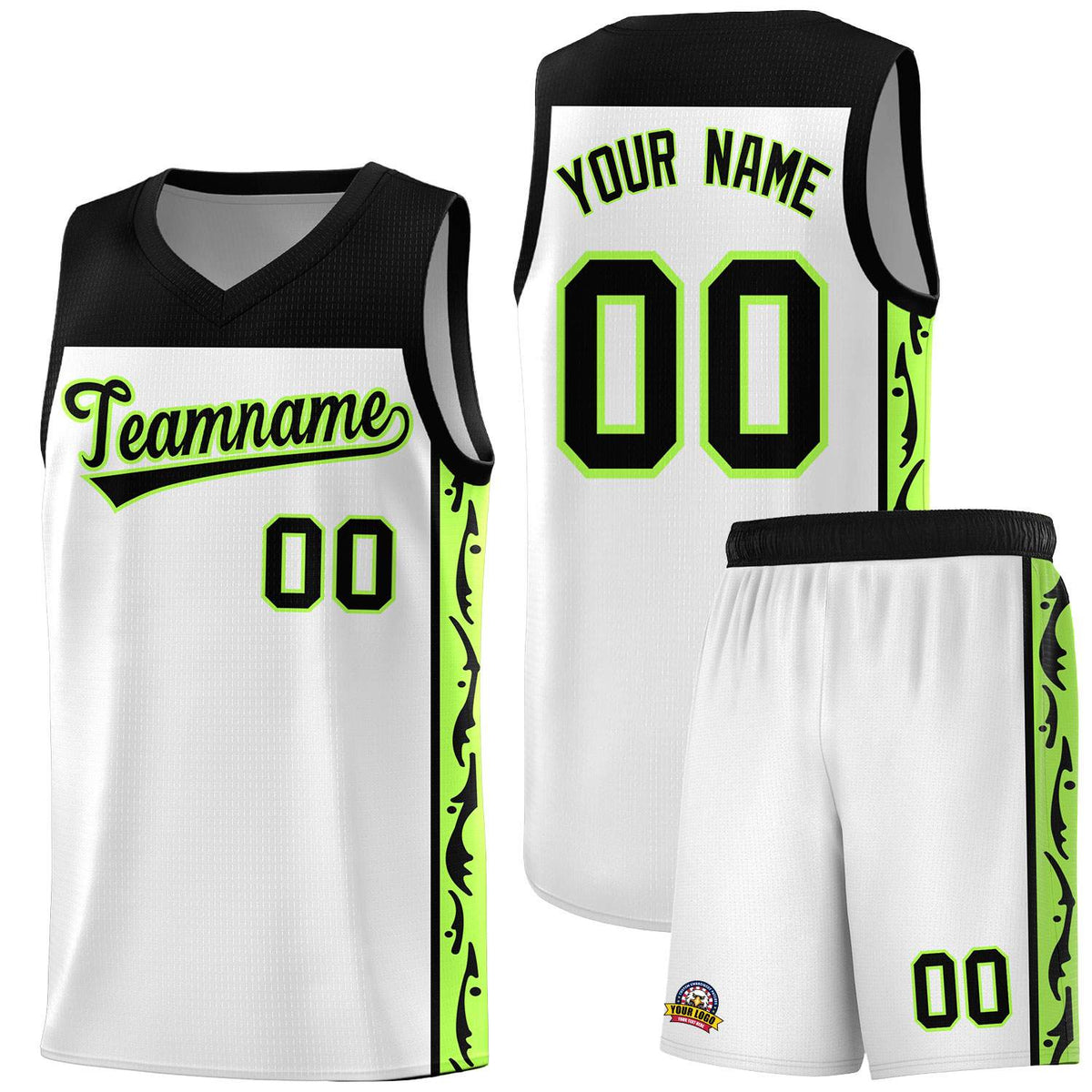 Custom White Side Pattern Sports Uniform Basketball Jersey
