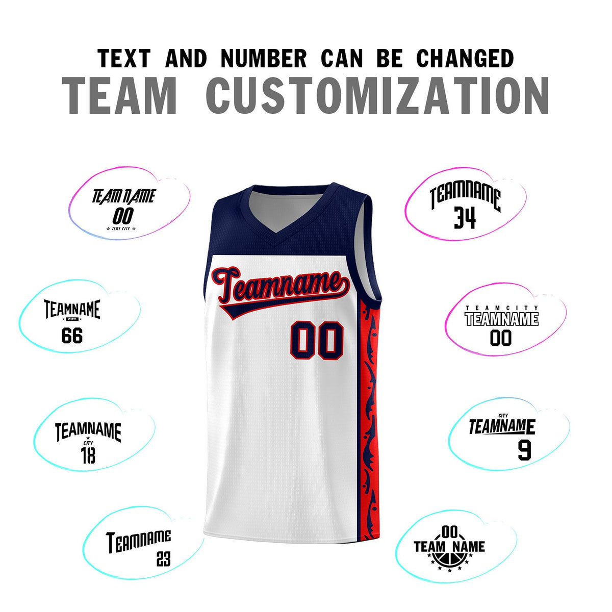 Custom White Side Pattern Sports Uniform Basketball Jersey