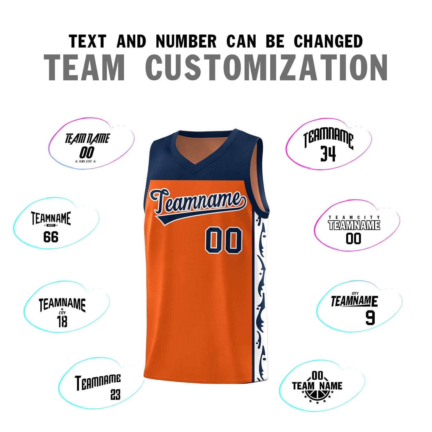 Custom Orange Side Pattern Sports Uniform Basketball Jersey