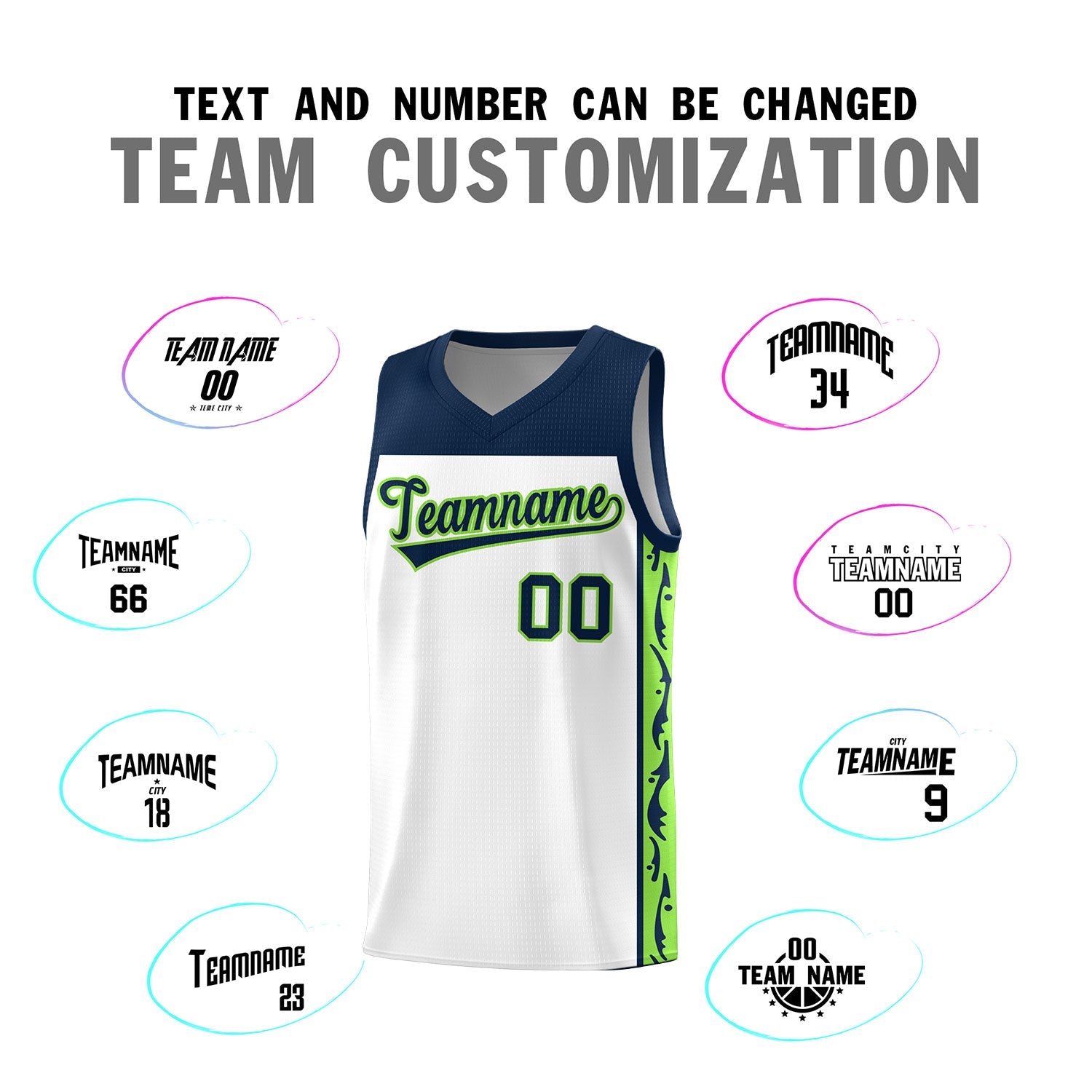 Custom White Side Pattern Sports Uniform Basketball Jersey