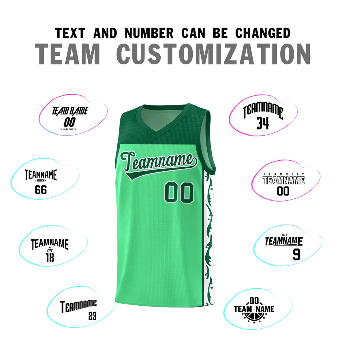 Custom Bright Green Side Pattern Sports Uniform Basketball Jersey
