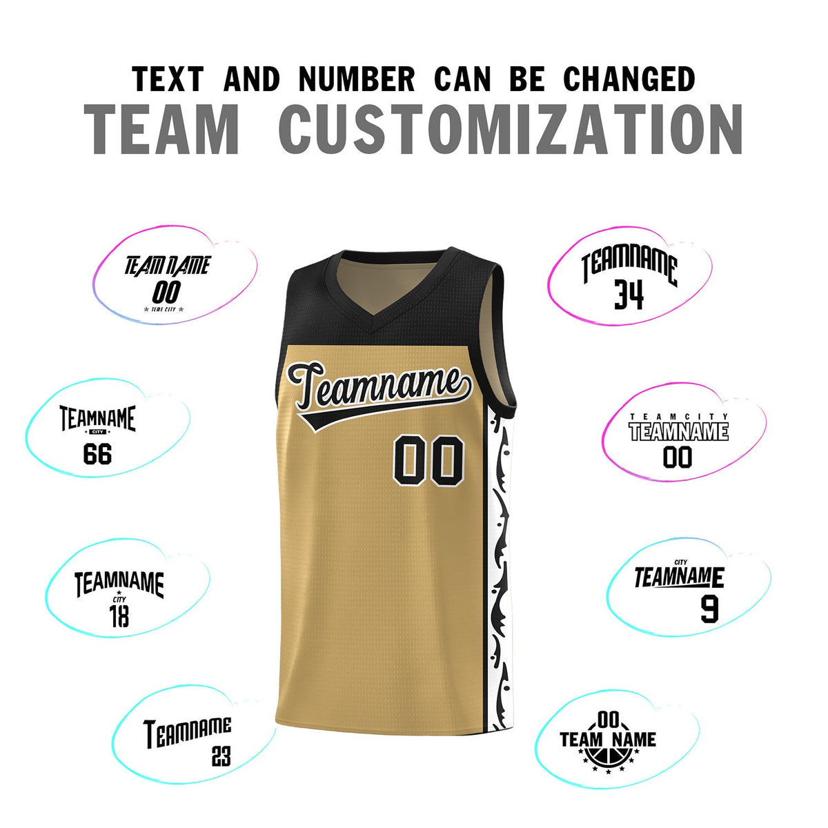 Custom Light Brown Side Pattern Sports Uniform Basketball Jersey