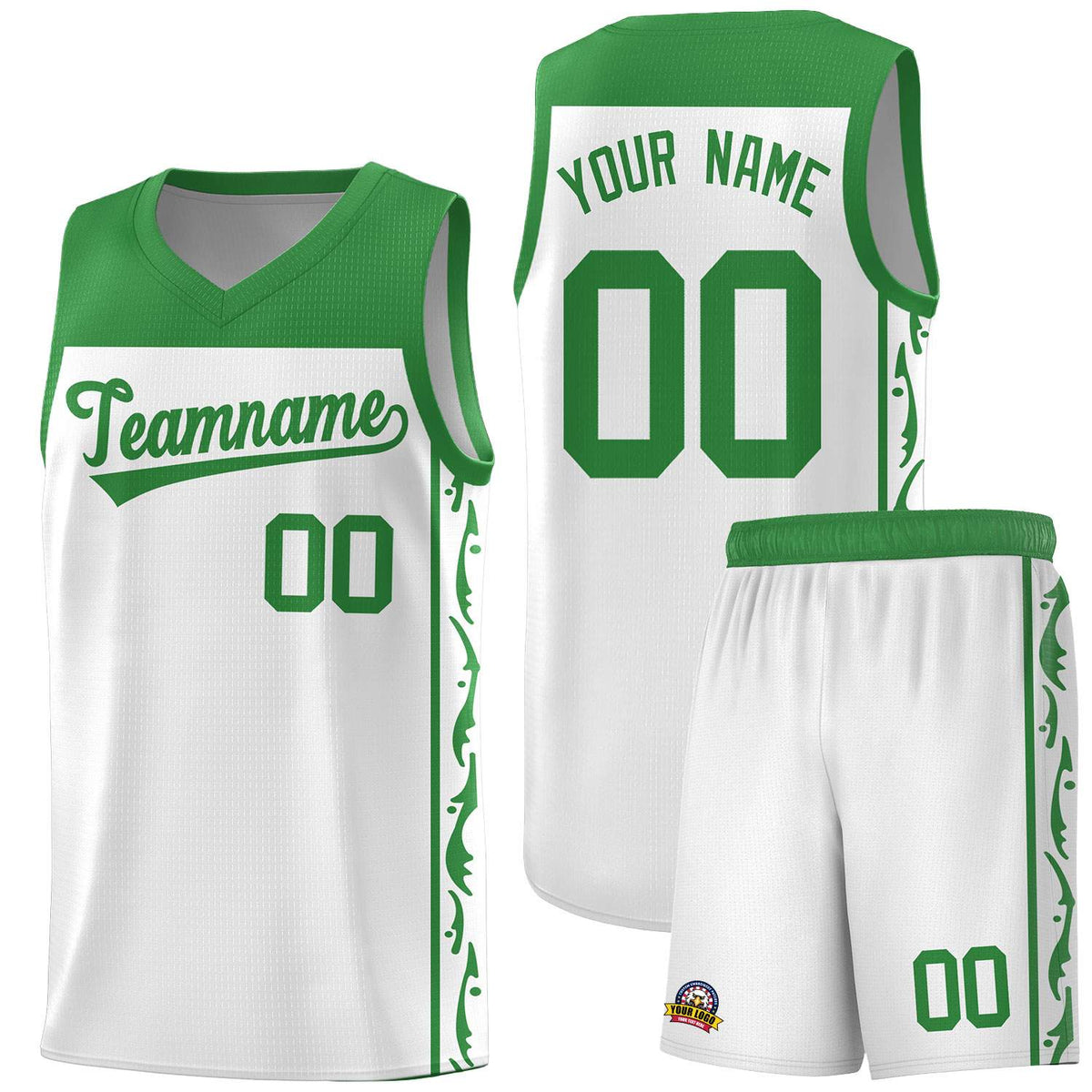 Custom White Side Pattern Sports Uniform Basketball Jersey