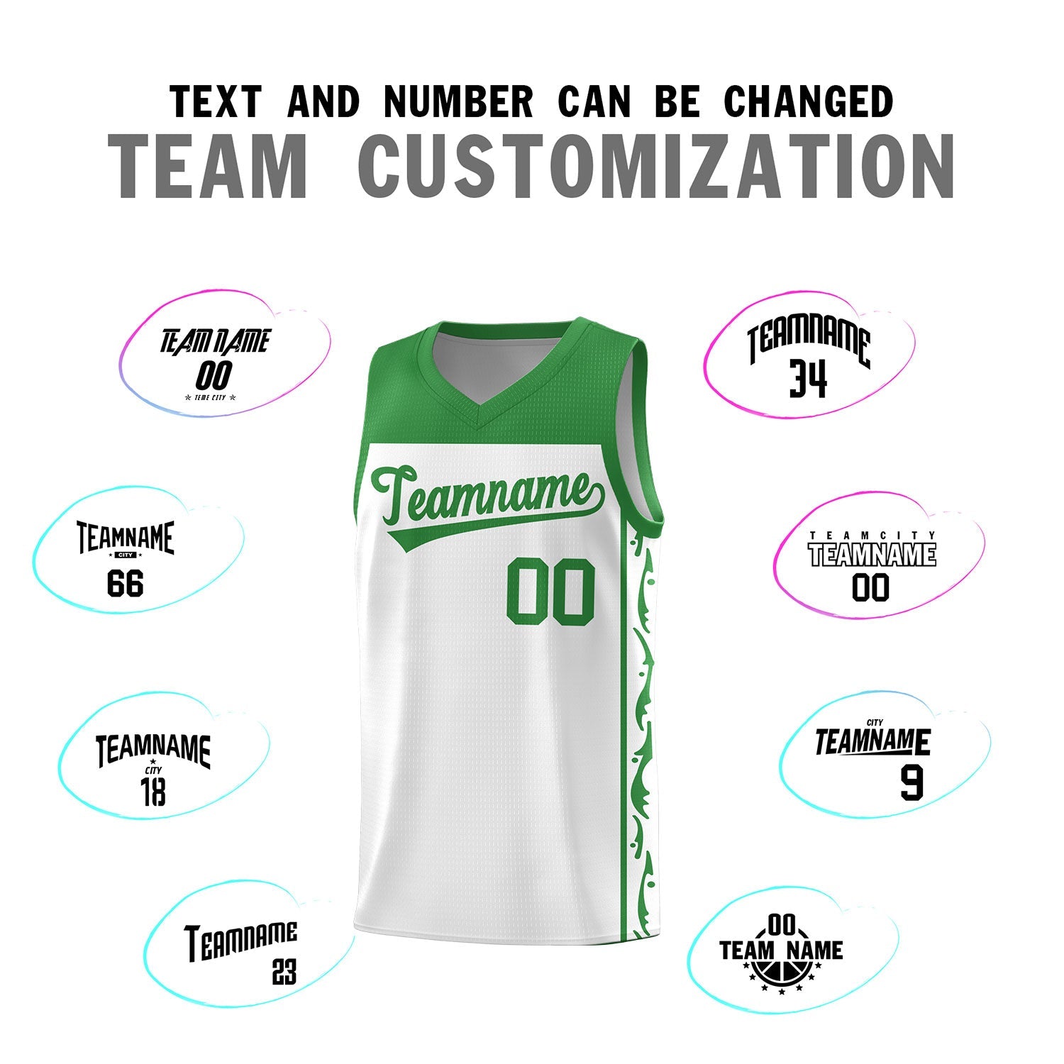 Custom White Side Pattern Sports Uniform Basketball Jersey