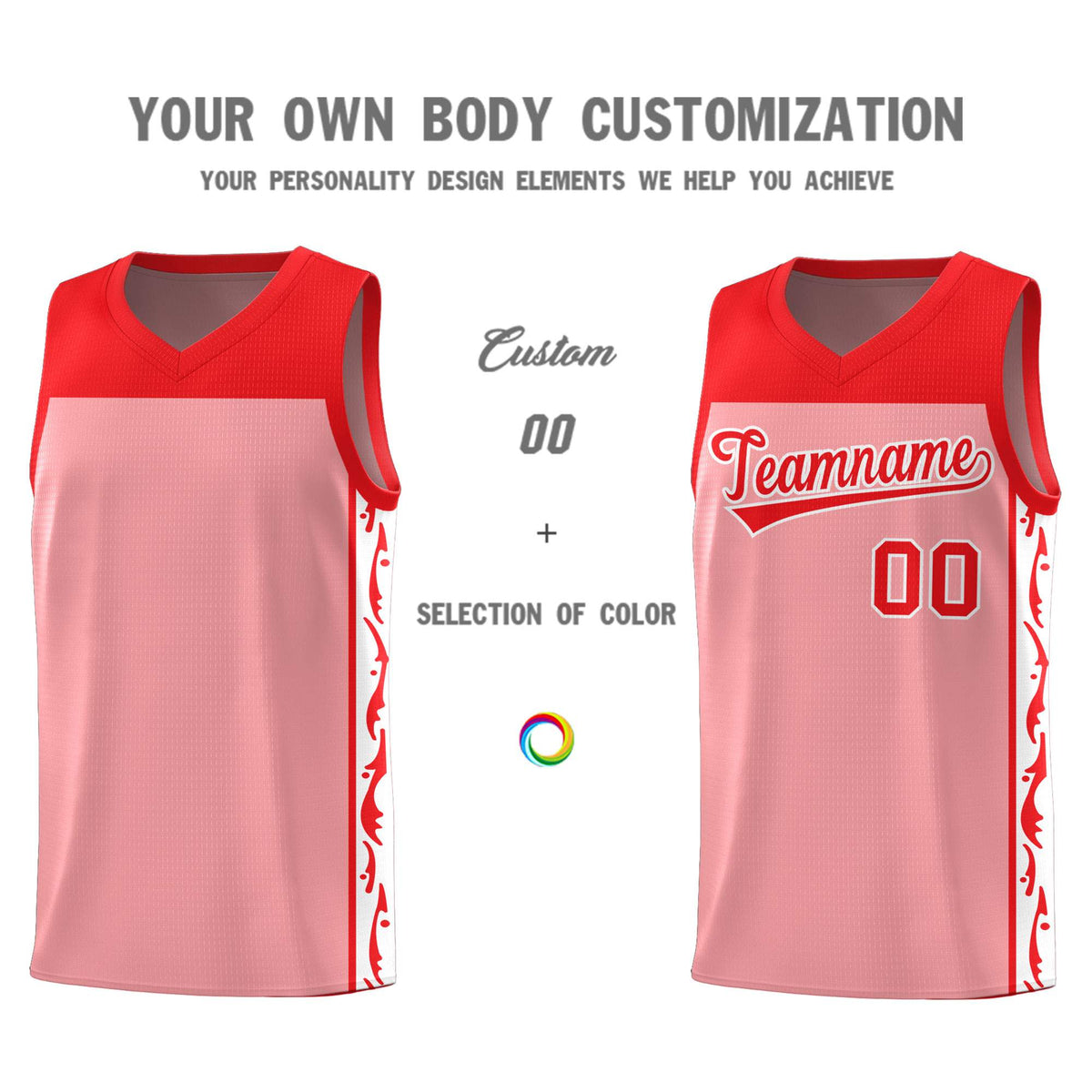 Custom Pink Side Pattern Sports Uniform Basketball Jersey