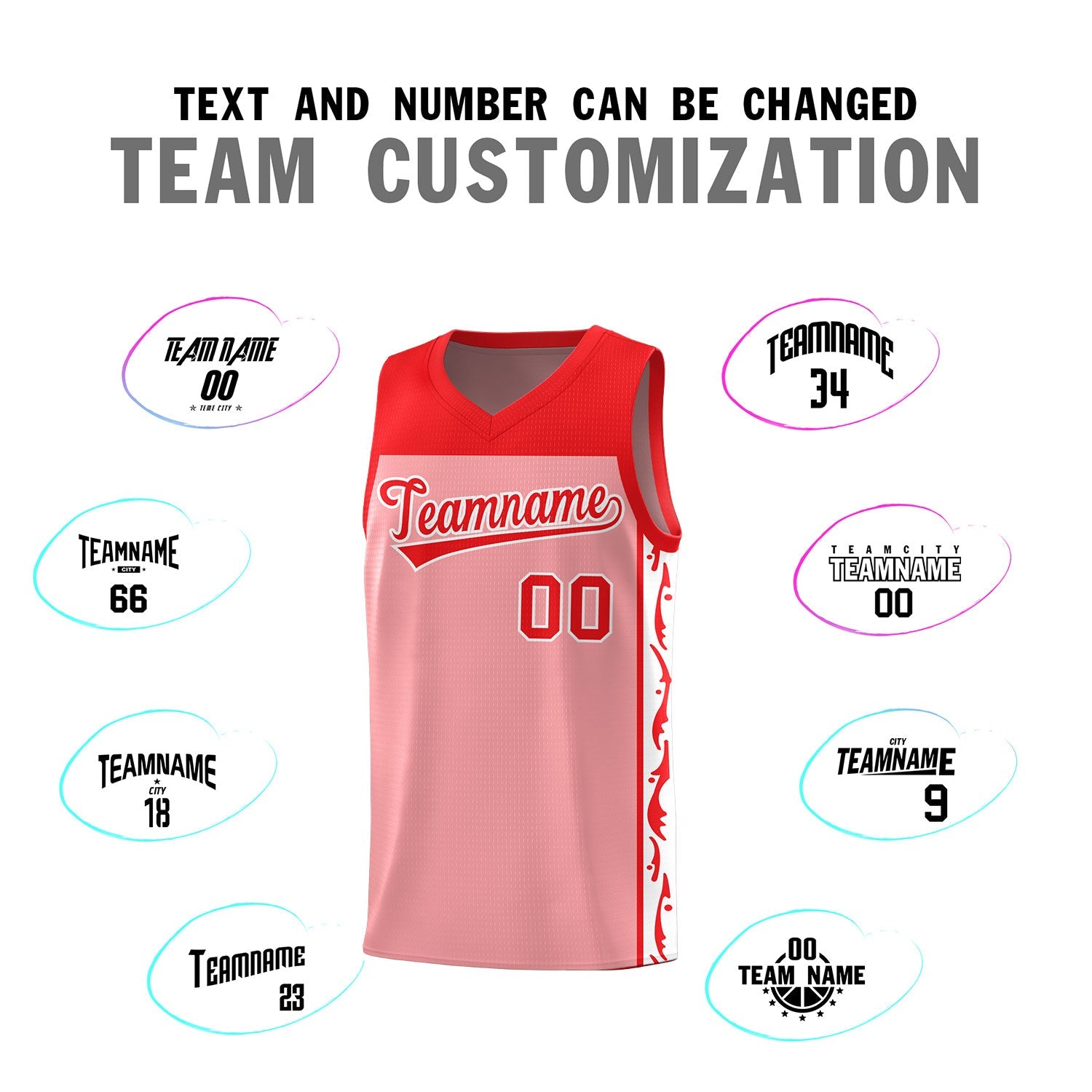 Custom Pink Side Pattern Sports Uniform Basketball Jersey