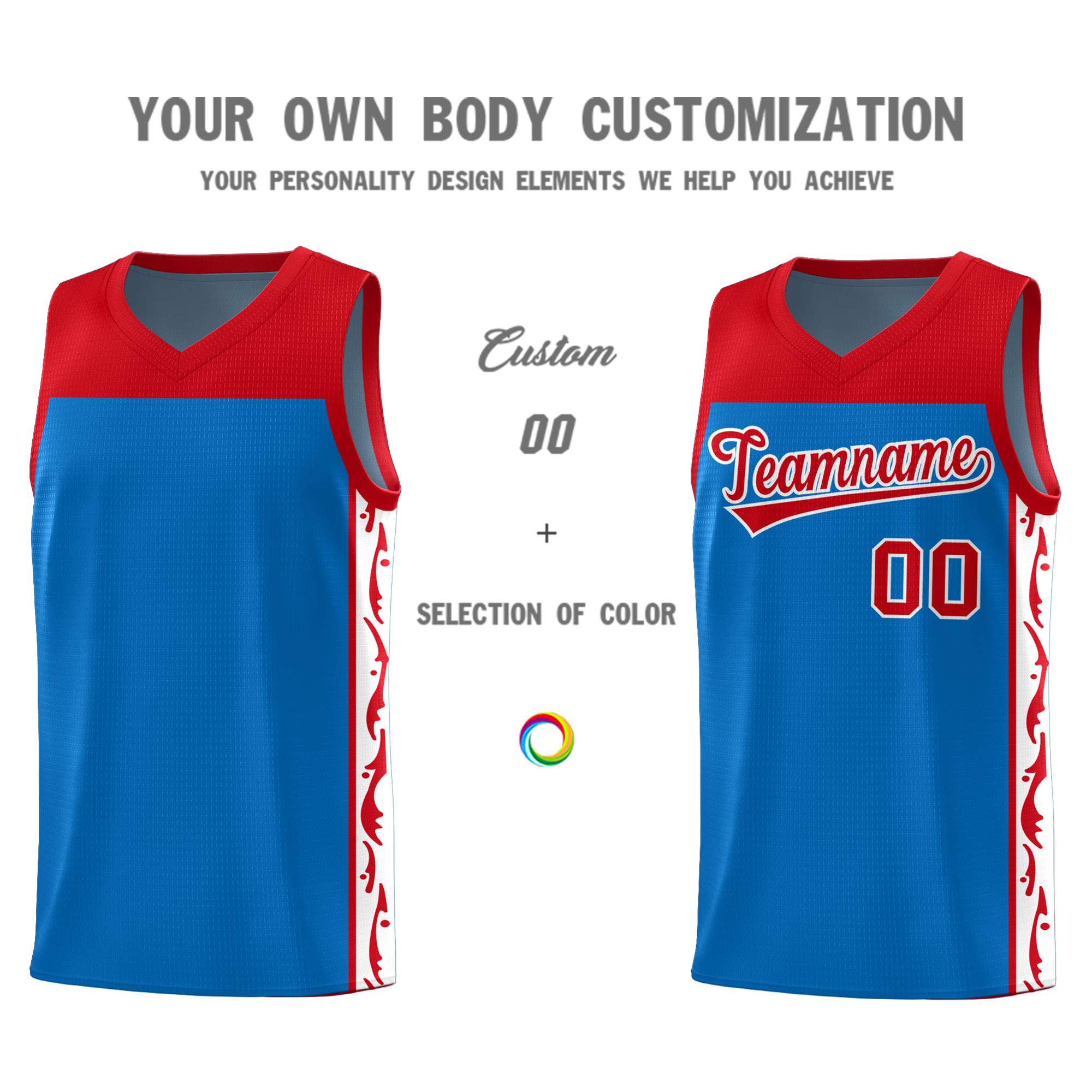 Custom Royal Side Pattern Sports Uniform Basketball Jersey