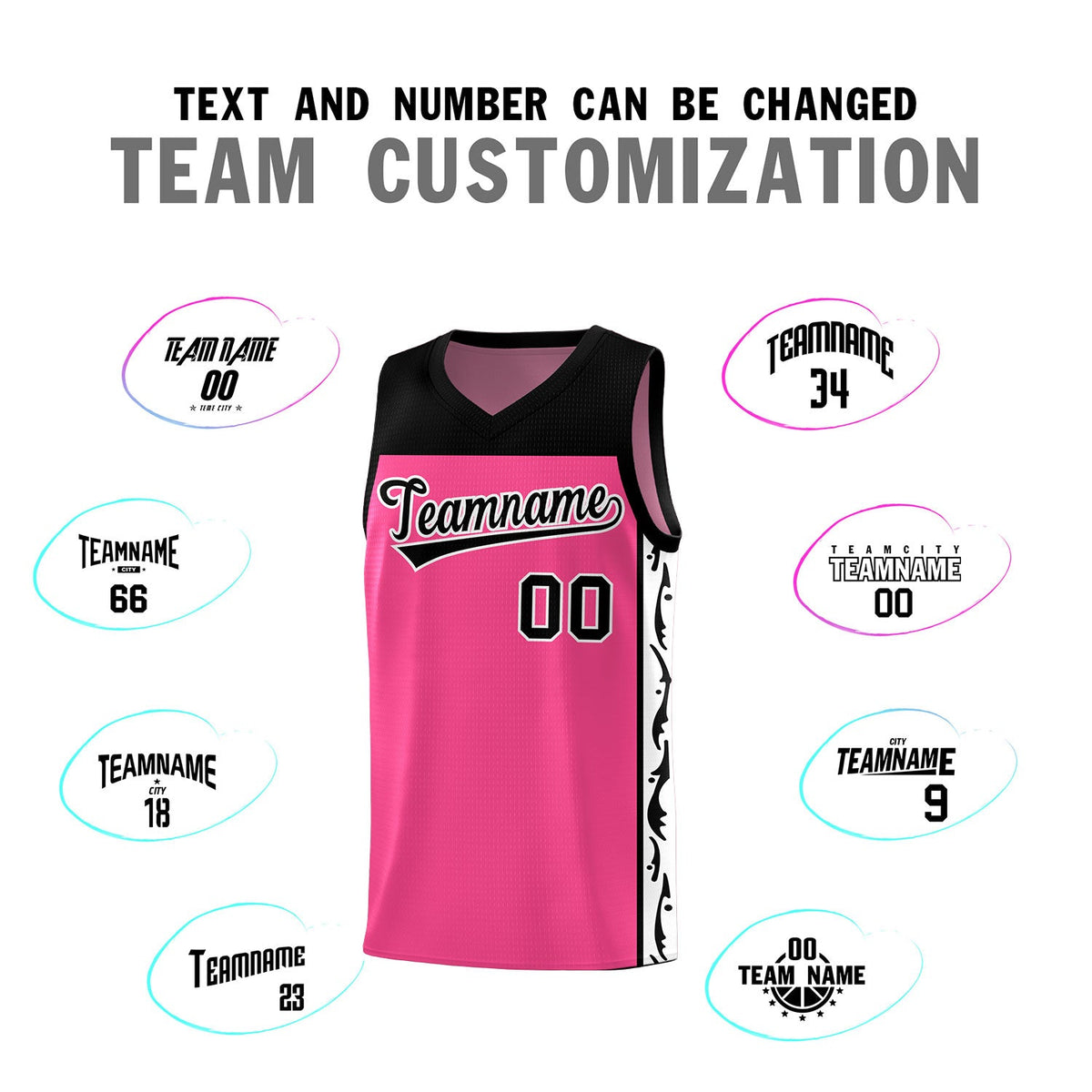 Custom Pink Side Pattern Sports Uniform Basketball Jersey