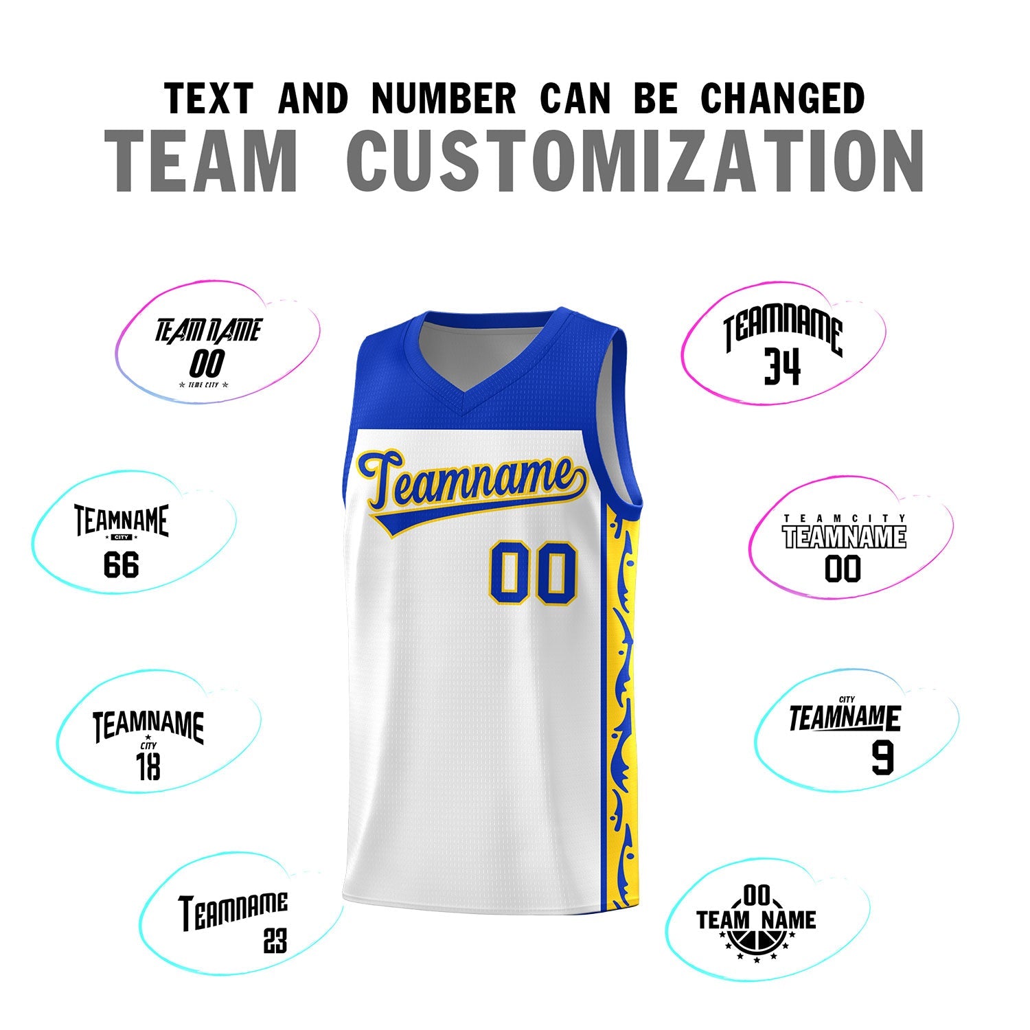 Custom White Side Pattern Sports Uniform Basketball Jersey