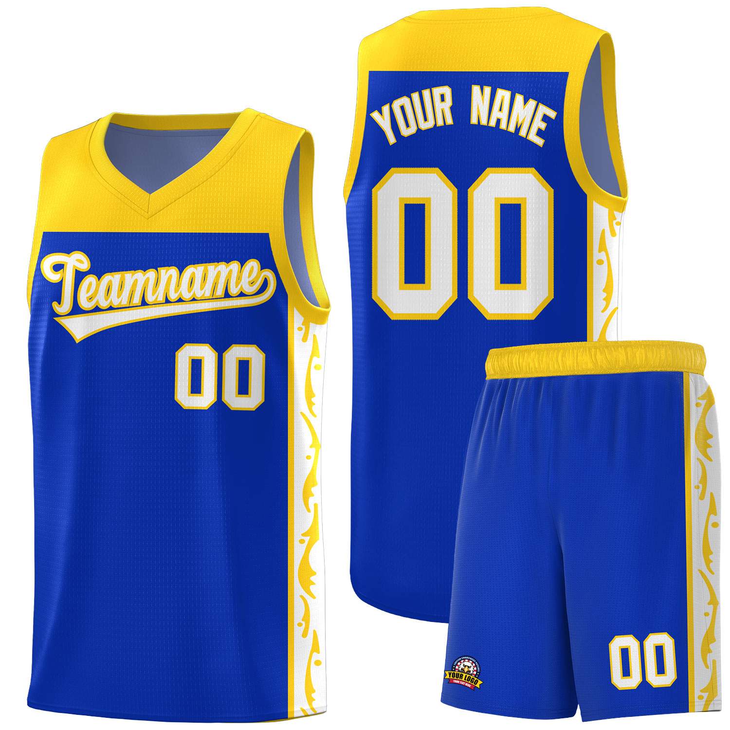 Custom Royal Side Pattern Sports Uniform Basketball Jersey