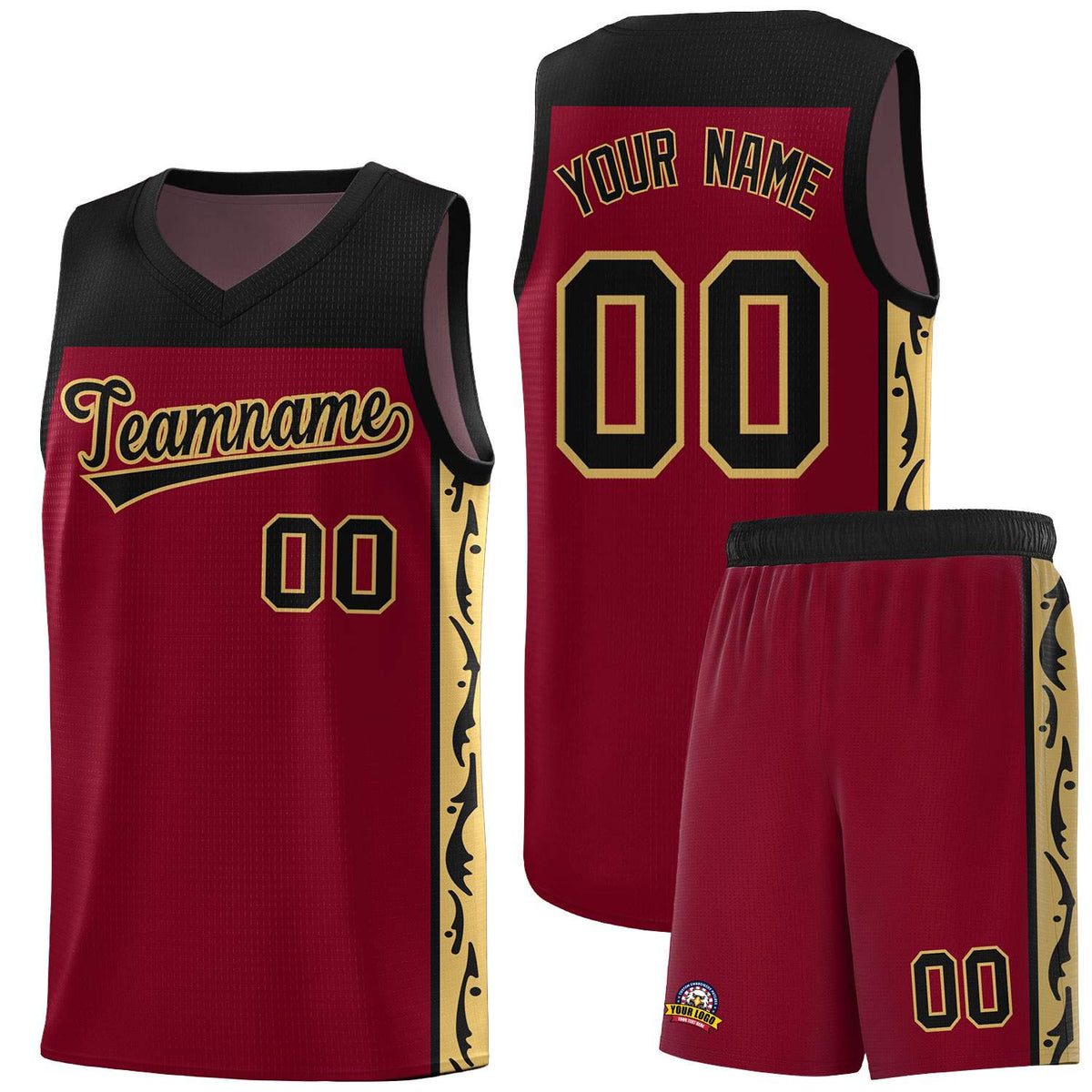 Custom Crimson Side Pattern Sports Uniform Basketball Jersey