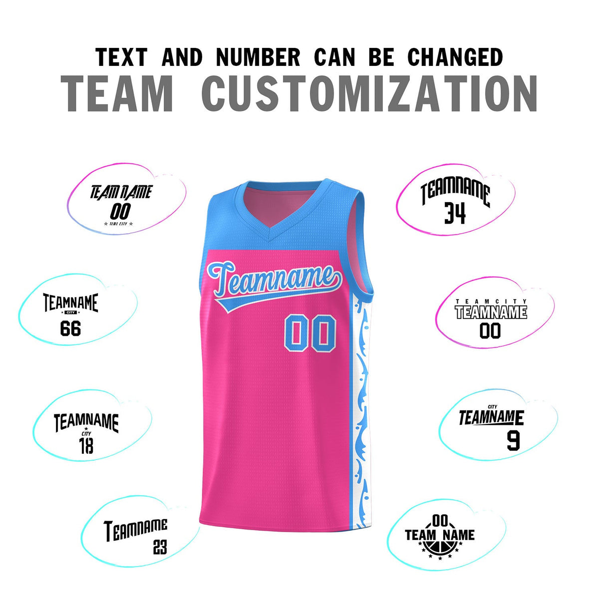 Custom Pink Side Pattern Sports Uniform Basketball Jersey