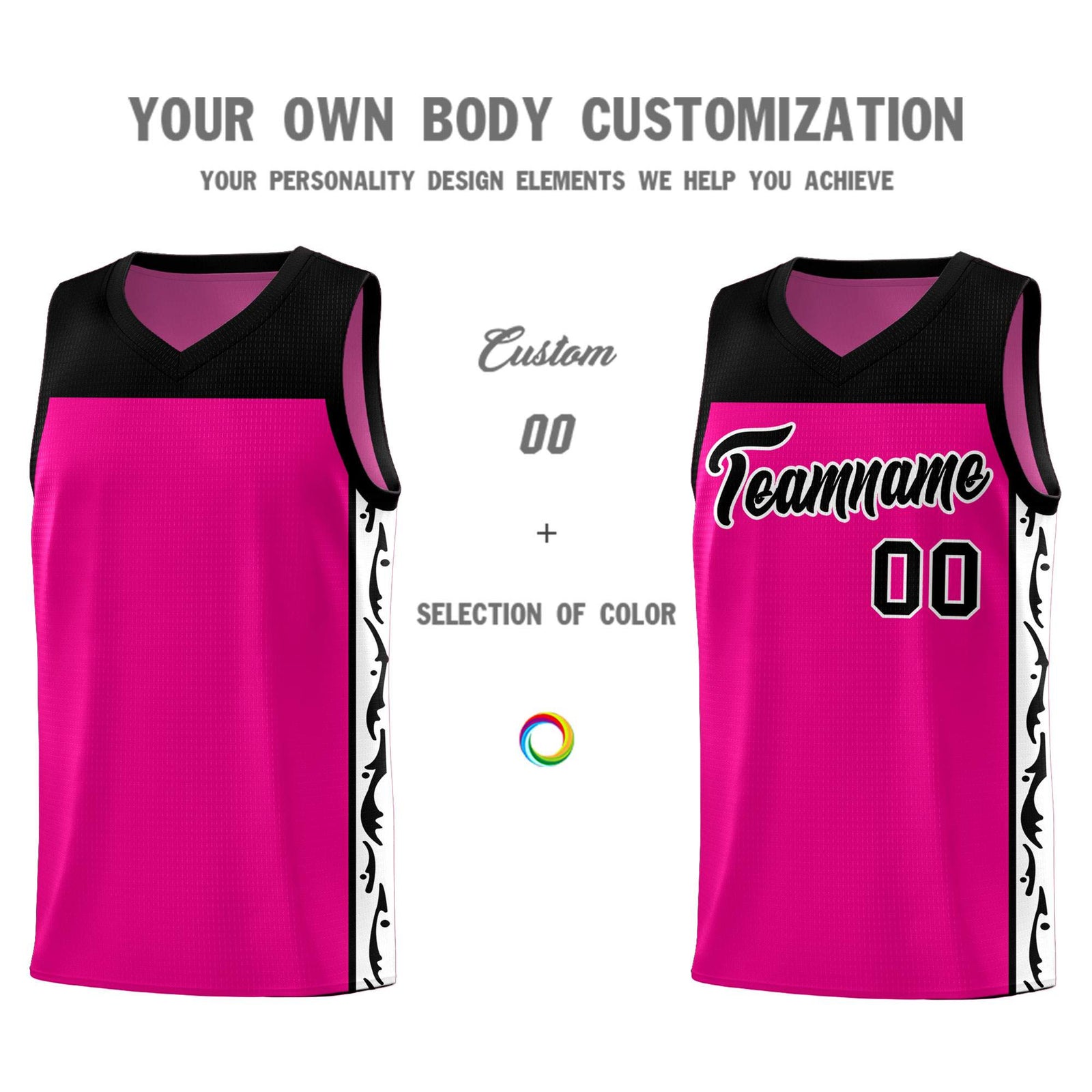 Custom Red Side Pattern Sports Uniform Basketball Jersey