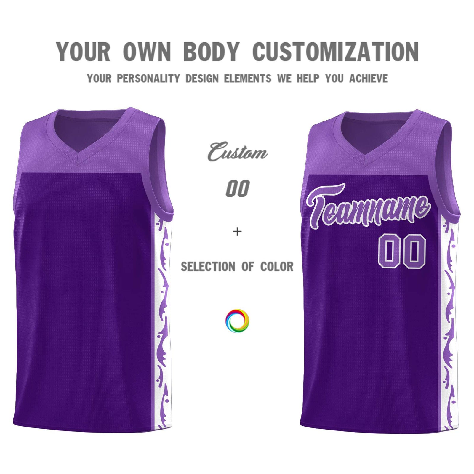 Custom Purple Side Pattern Sports Uniform Basketball Jersey