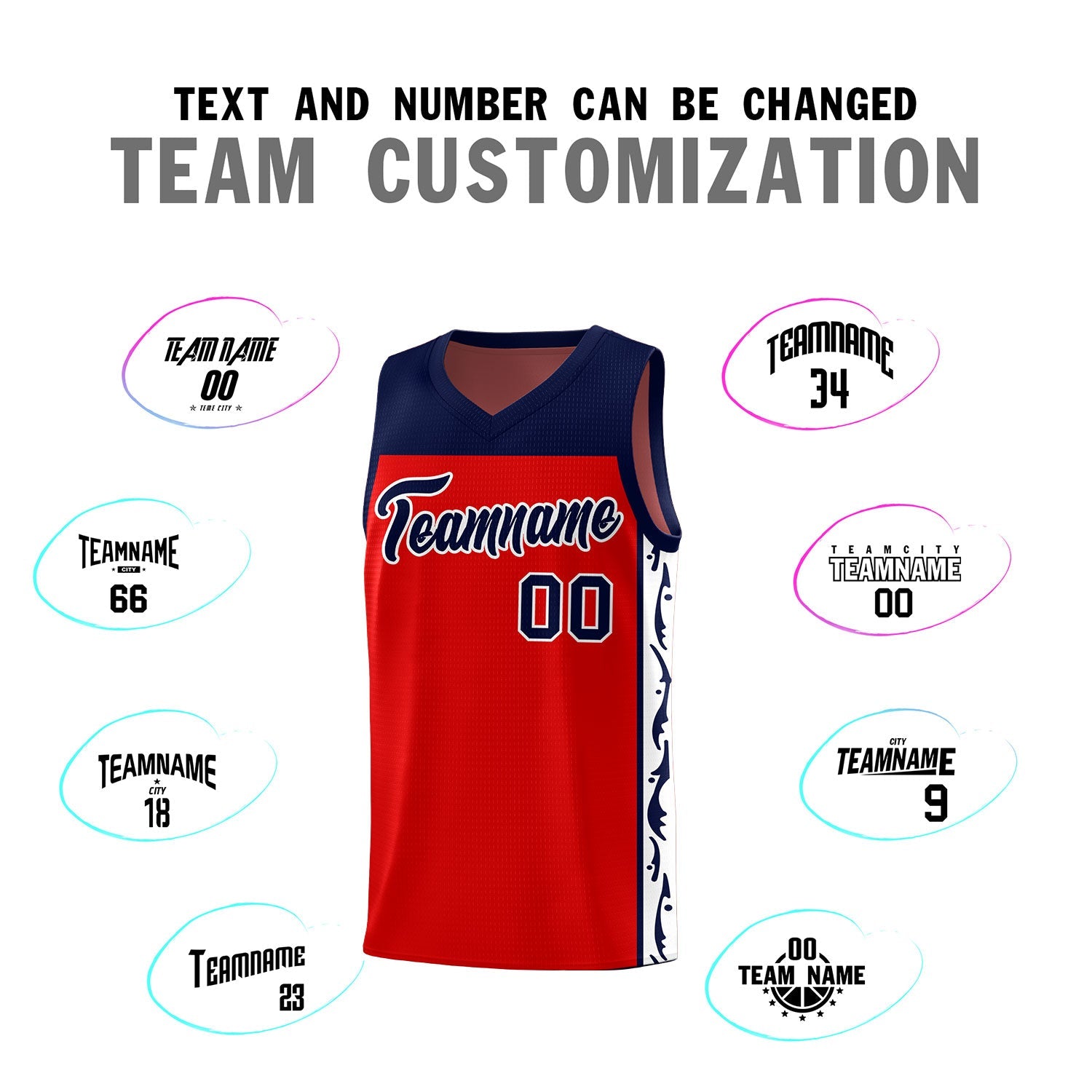 Custom Red Side Pattern Sports Uniform Basketball Jersey