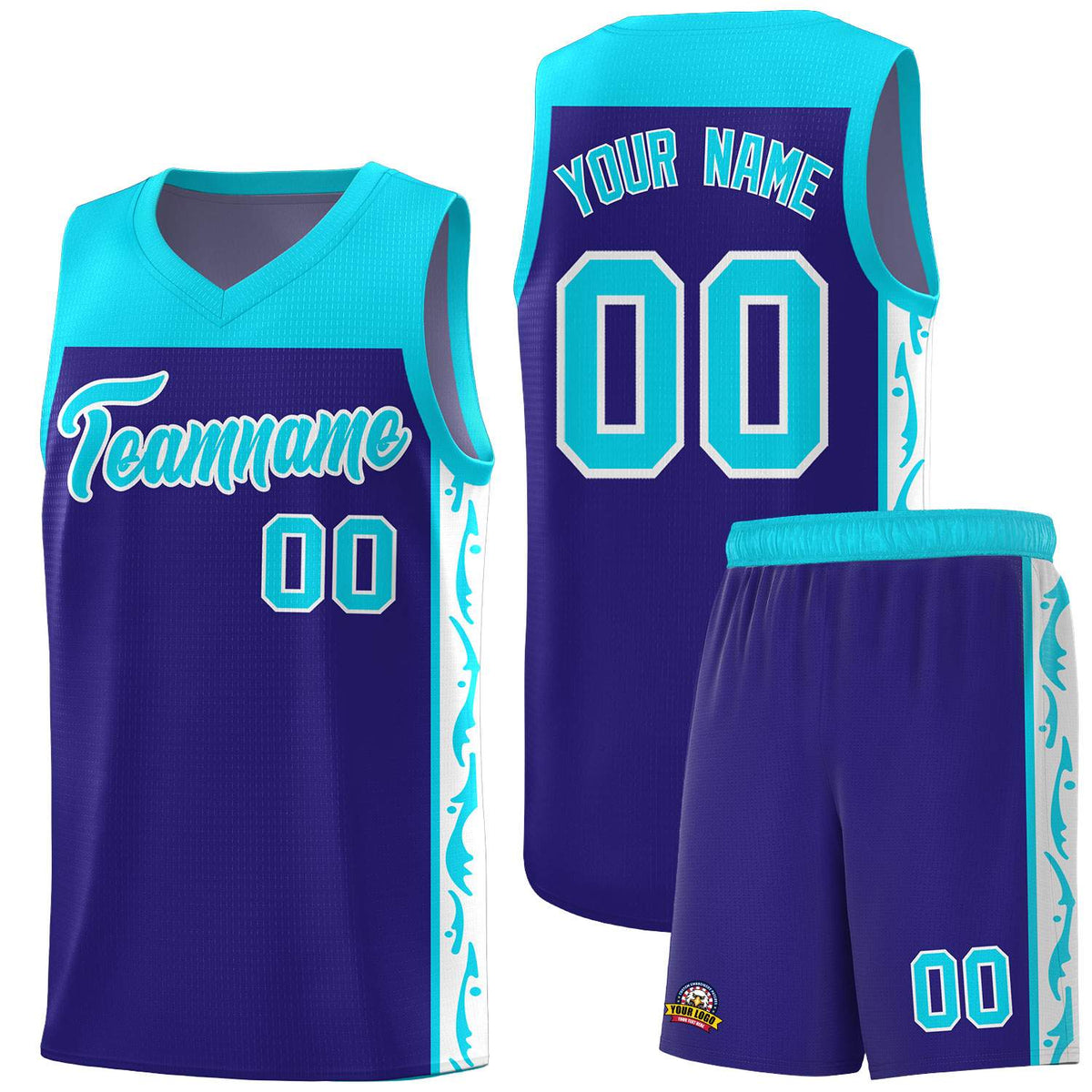 Custom Royal Side Pattern Sports Uniform Basketball Jersey