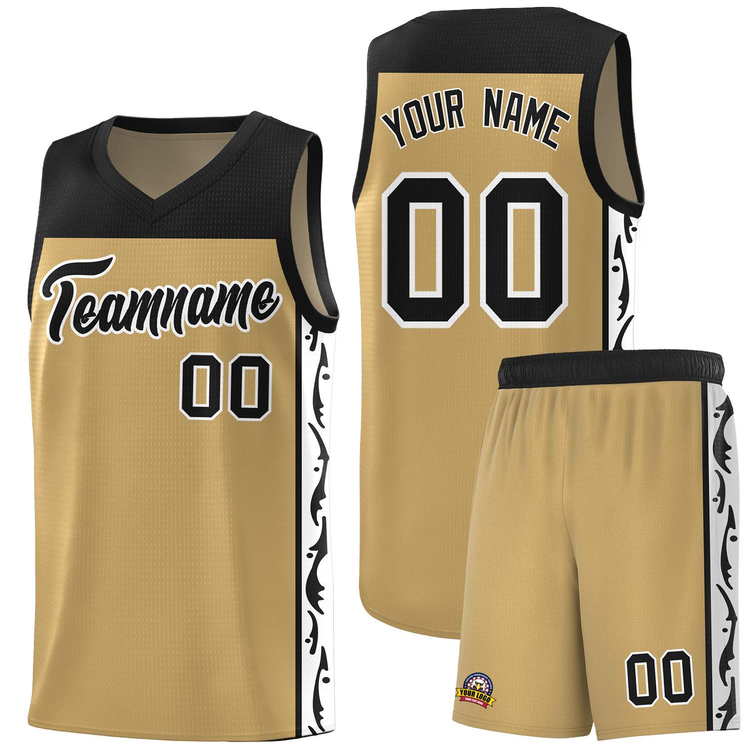 Custom Light Brown Side Pattern Sports Uniform Basketball Jersey