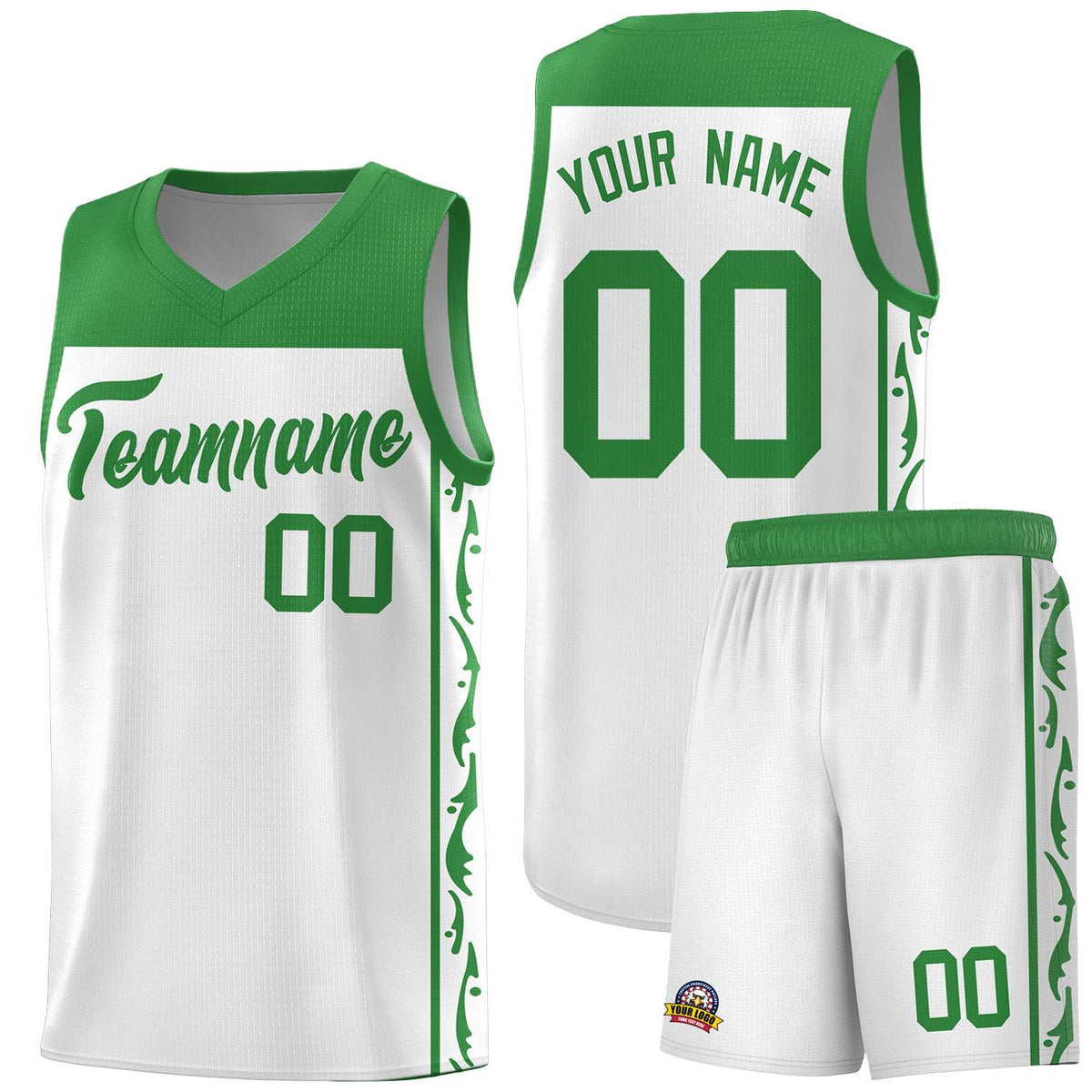 Custom White Side Pattern Sports Uniform Basketball Jersey