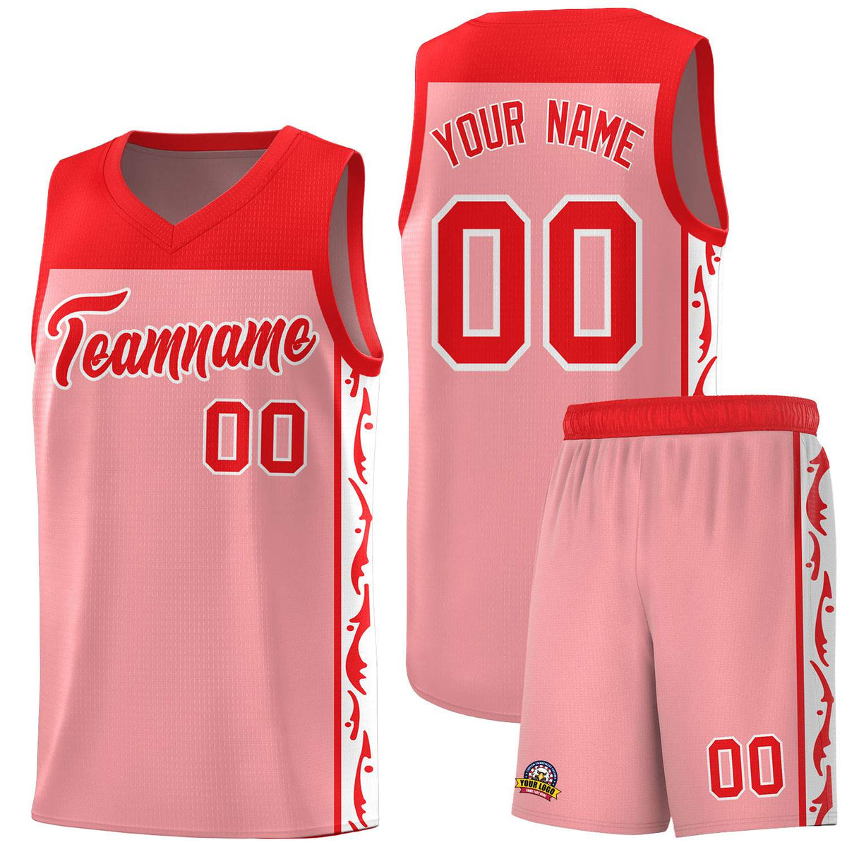 Custom Pink Side Pattern Sports Uniform Basketball Jersey