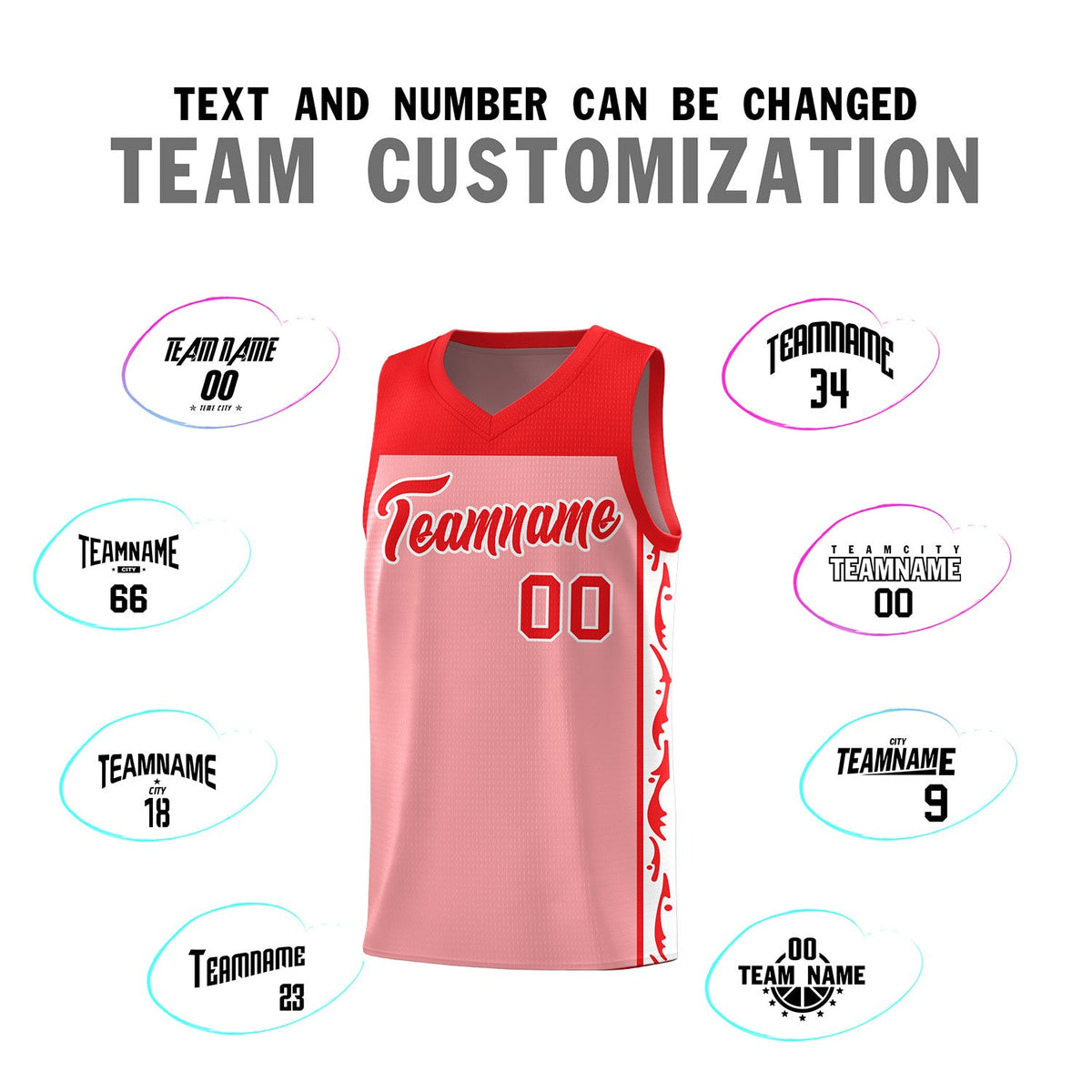 Custom Pink Side Pattern Sports Uniform Basketball Jersey