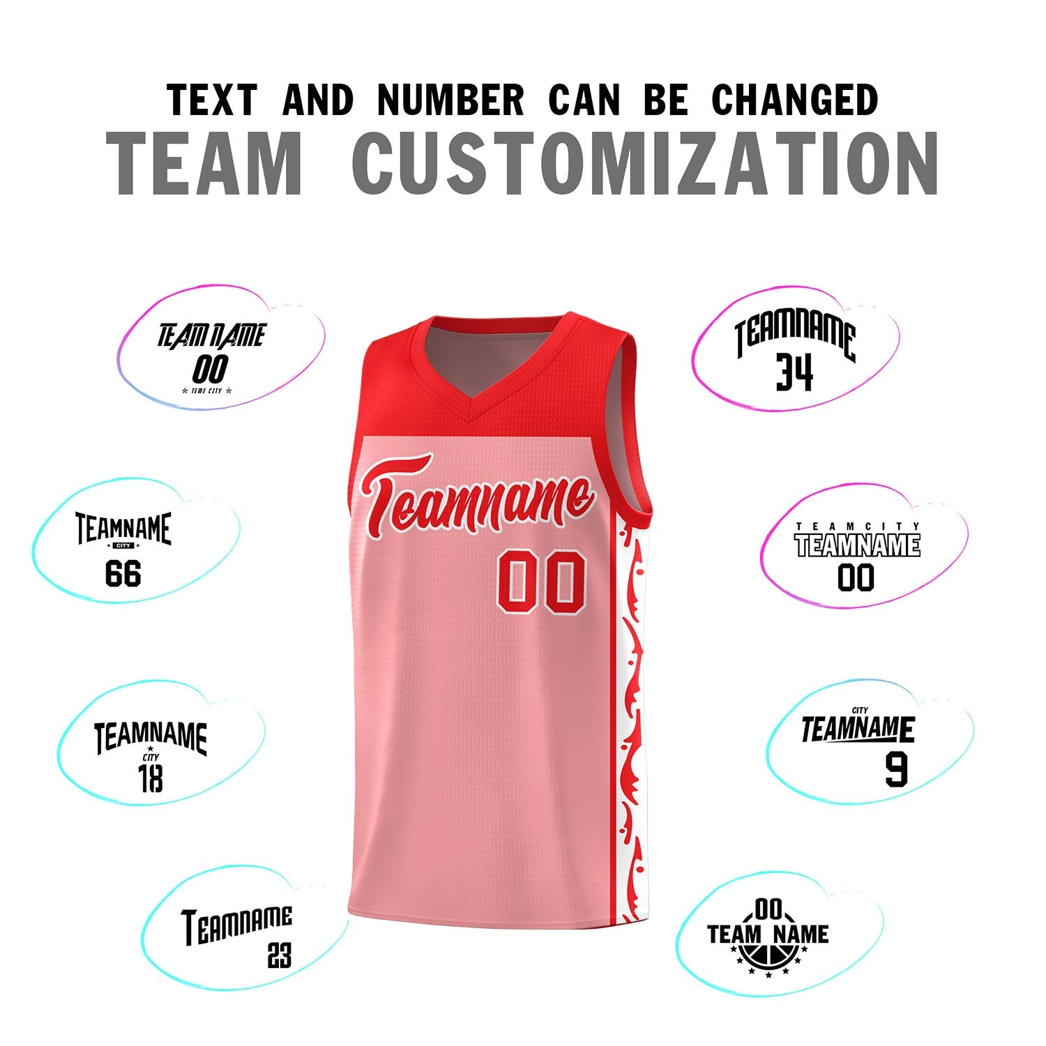 Custom Pink Side Pattern Sports Uniform Basketball Jersey