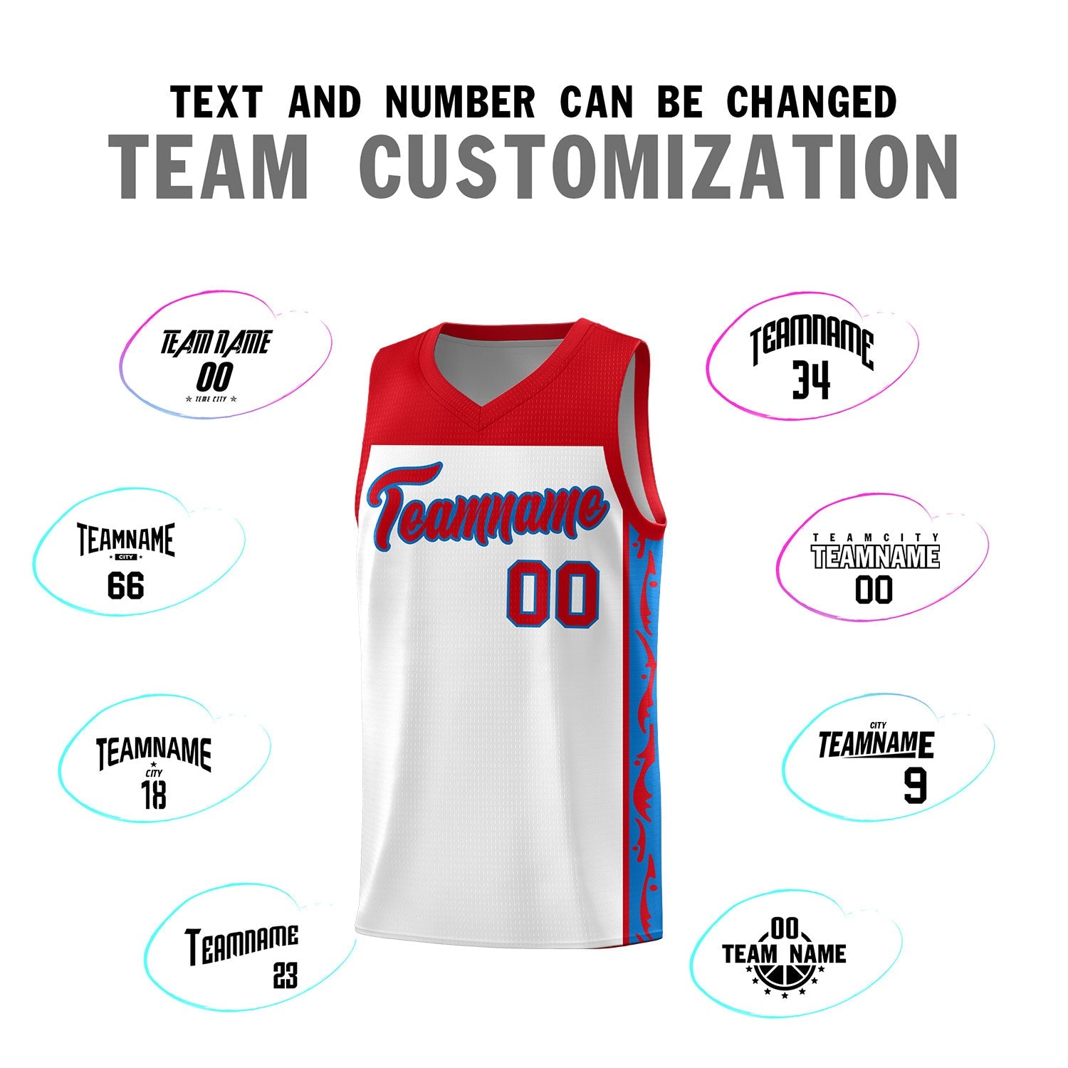 Custom White Side Pattern Sports Uniform Basketball Jersey