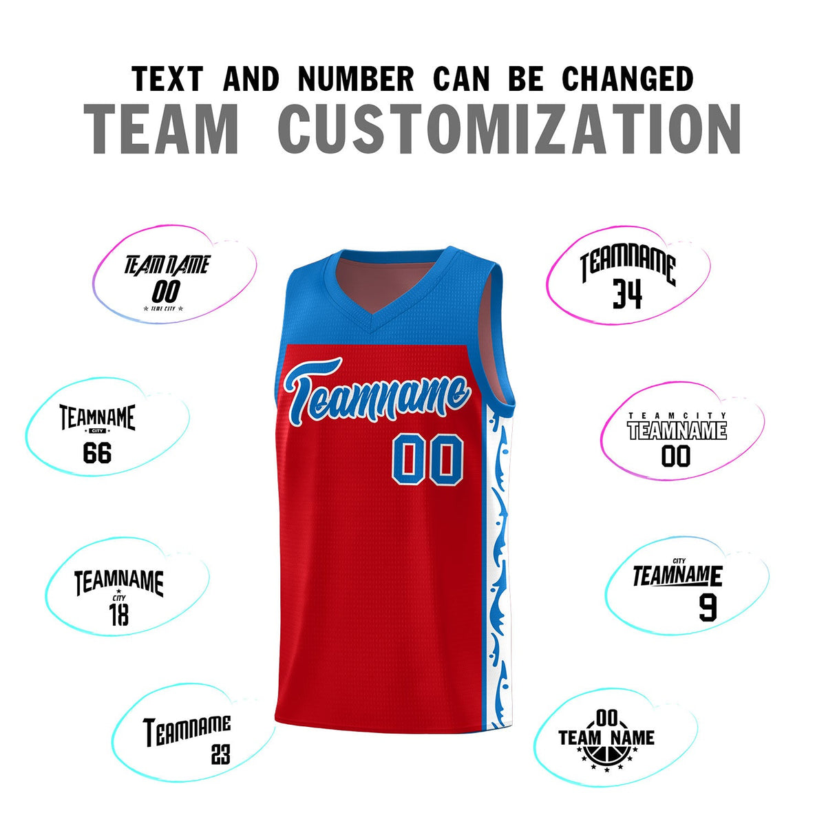 Custom Red Side Pattern Sports Uniform Basketball Jersey