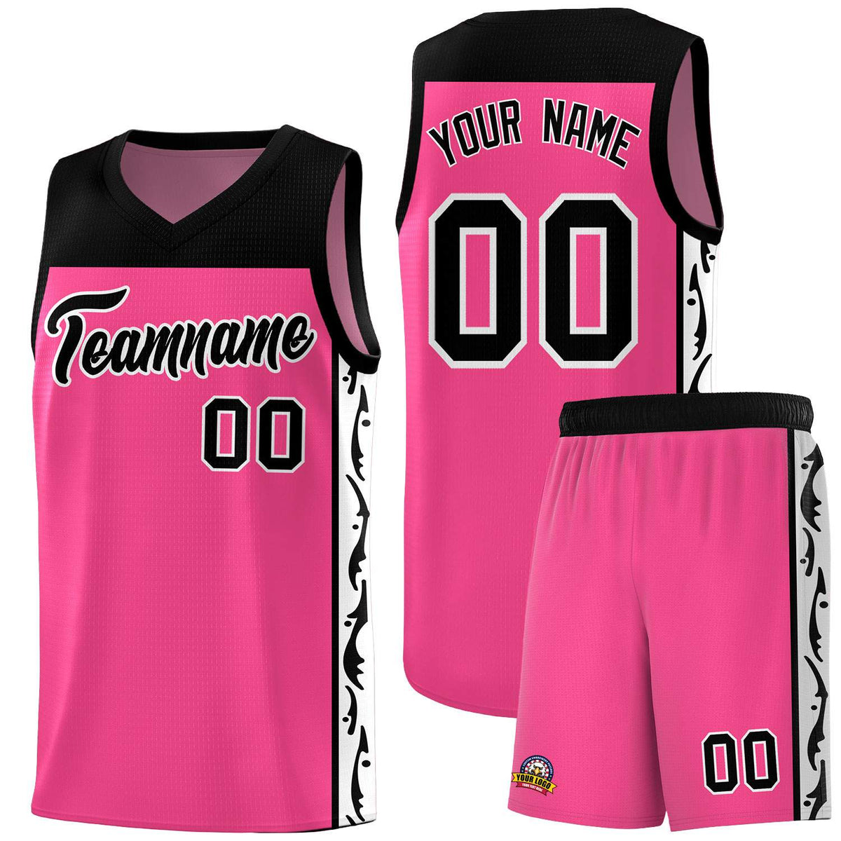 Custom Pink Side Pattern Sports Uniform Basketball Jersey