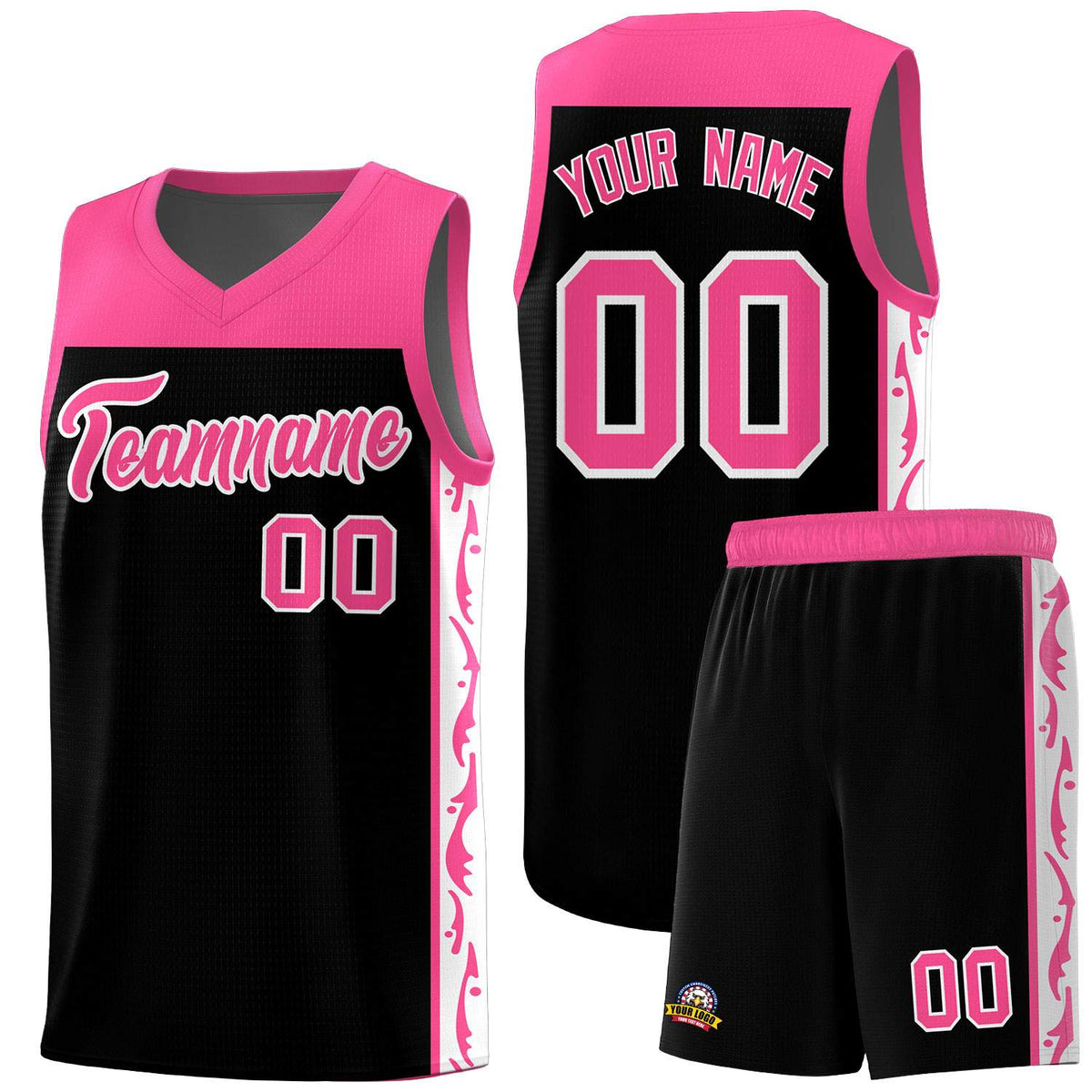 Custom Black Side Pattern Sports Uniform Basketball Jersey