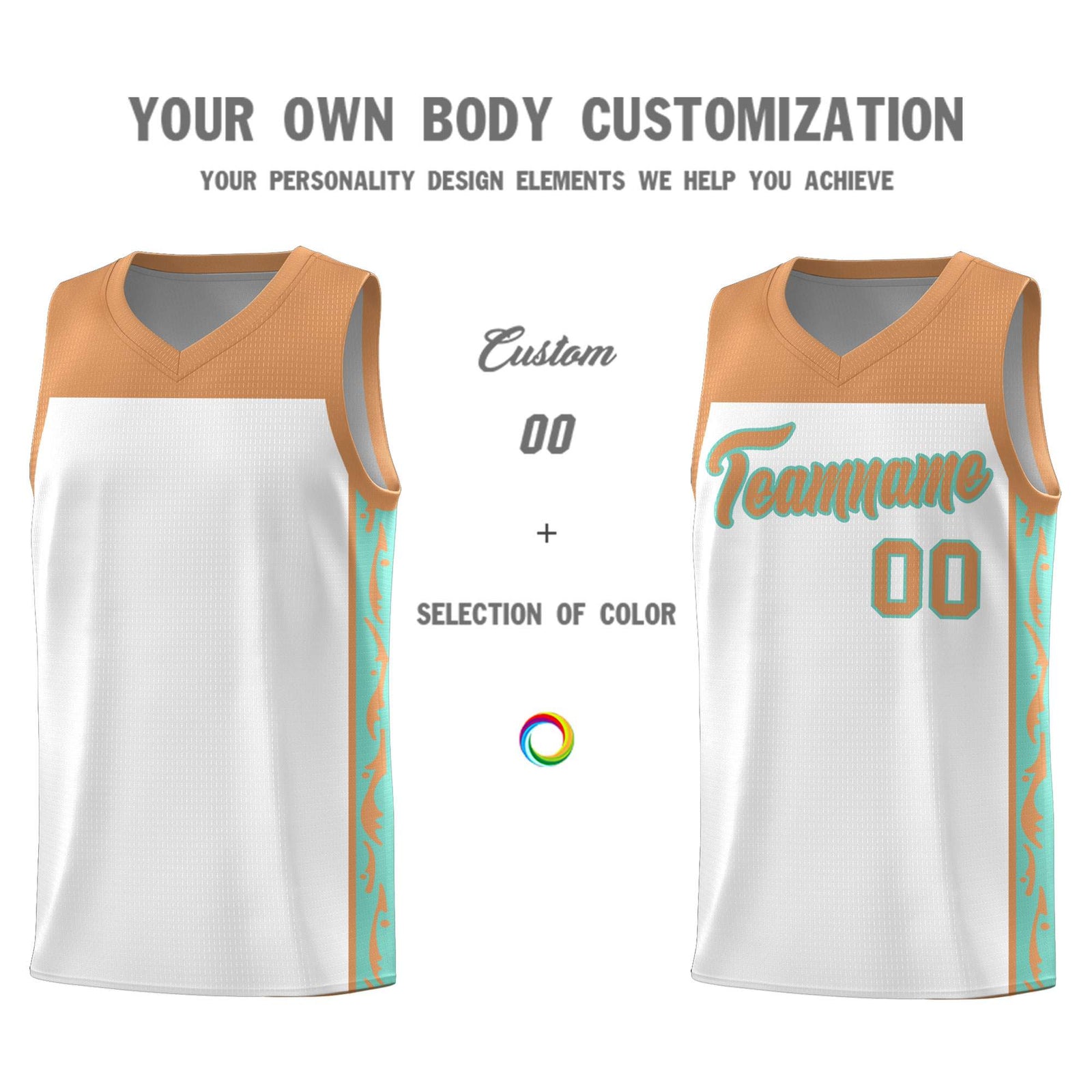 Custom White Side Pattern Sports Uniform Basketball Jersey
