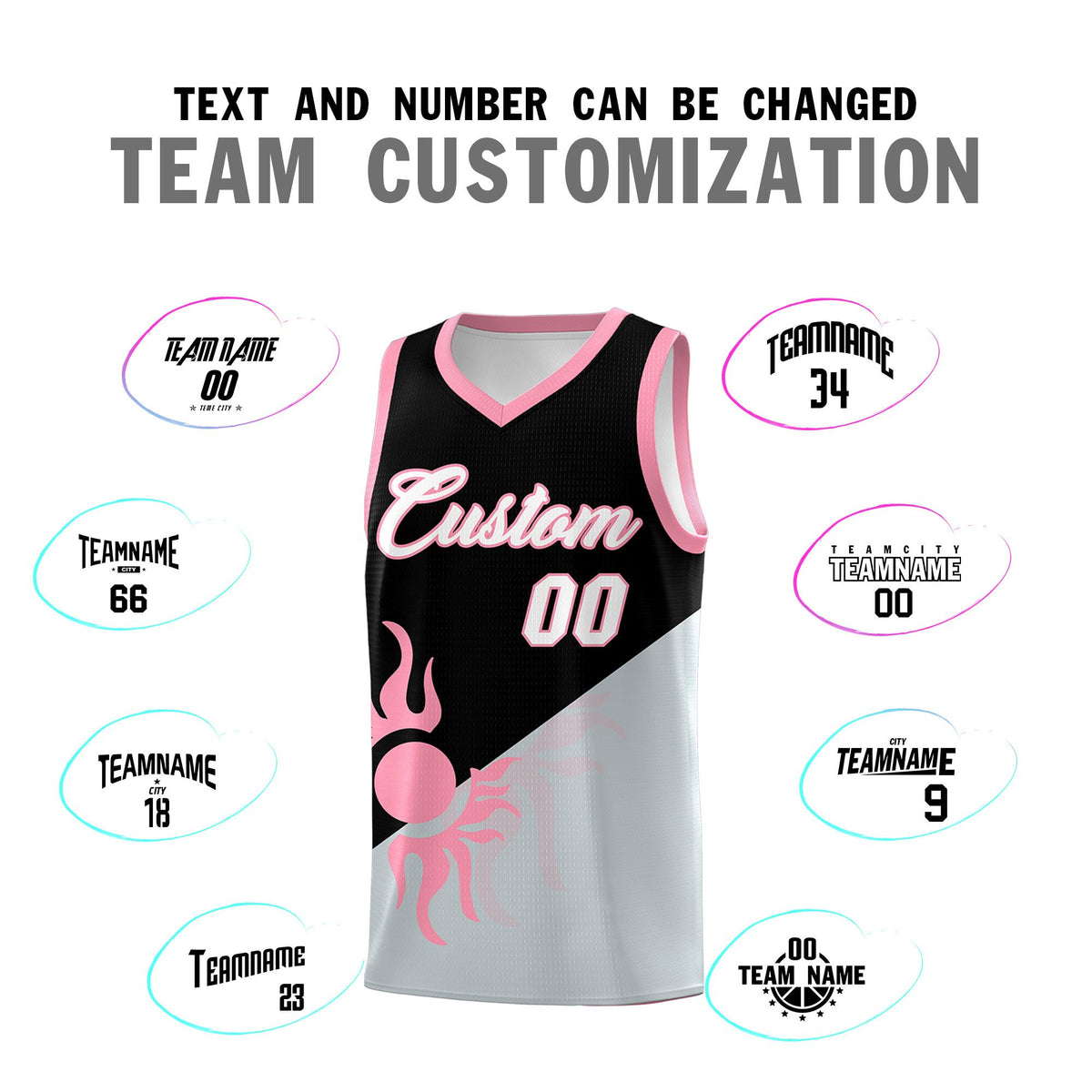 Custom Youth Basketball Jerseys - Black Silver Radiant Sun Design Two Tone Uniforms