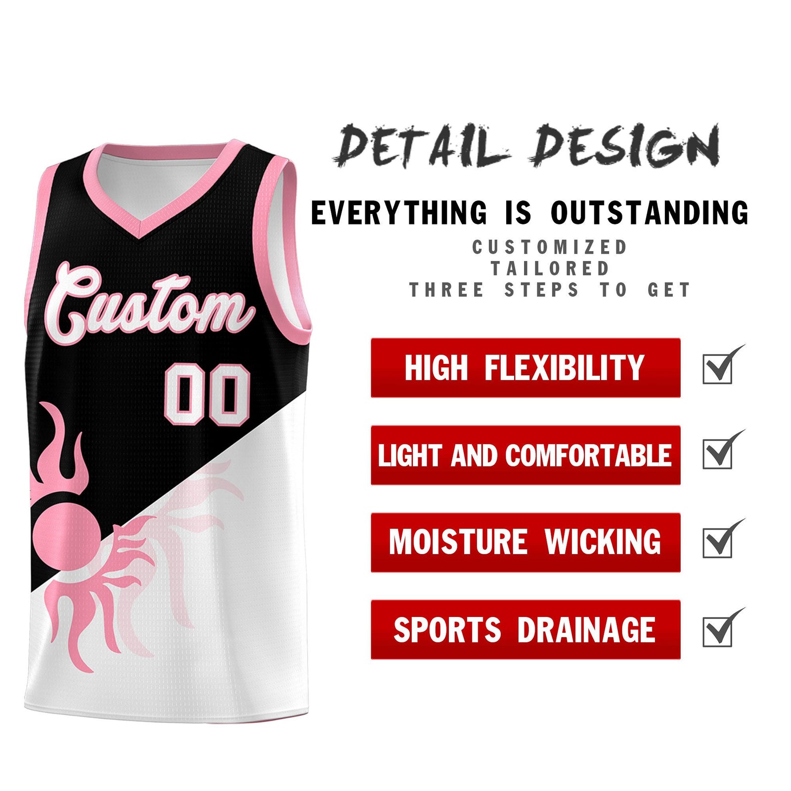 Custom Youth Basketball Jerseys - Black White Sunburst Design Two Tone Uniforms