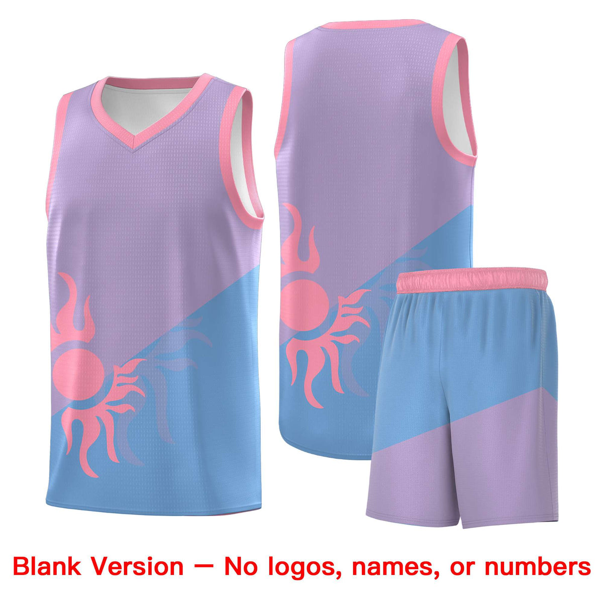 Custom Youth Basketball Jerseys - Light Purple Powder Blue Sunburst Design Two Tone Uniforms