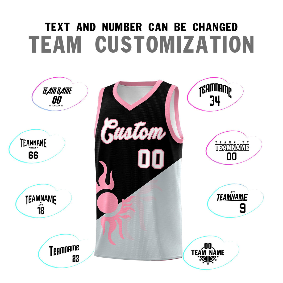 Custom Youth Basketball Jerseys - Black Silver Radiant Sun Design Two Tone Uniforms