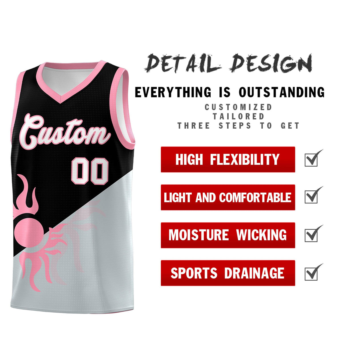 Custom Youth Basketball Jerseys - Black Silver Radiant Sun Design Two Tone Uniforms