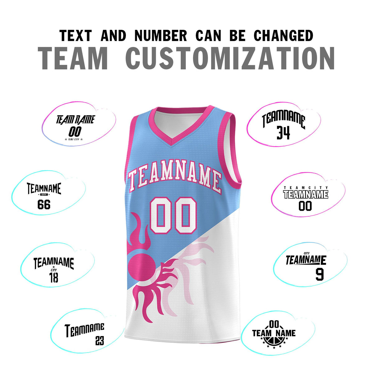 Custom Youth Basketball Jerseys - Powder Blue White Sunburst Design Two Tone Uniforms