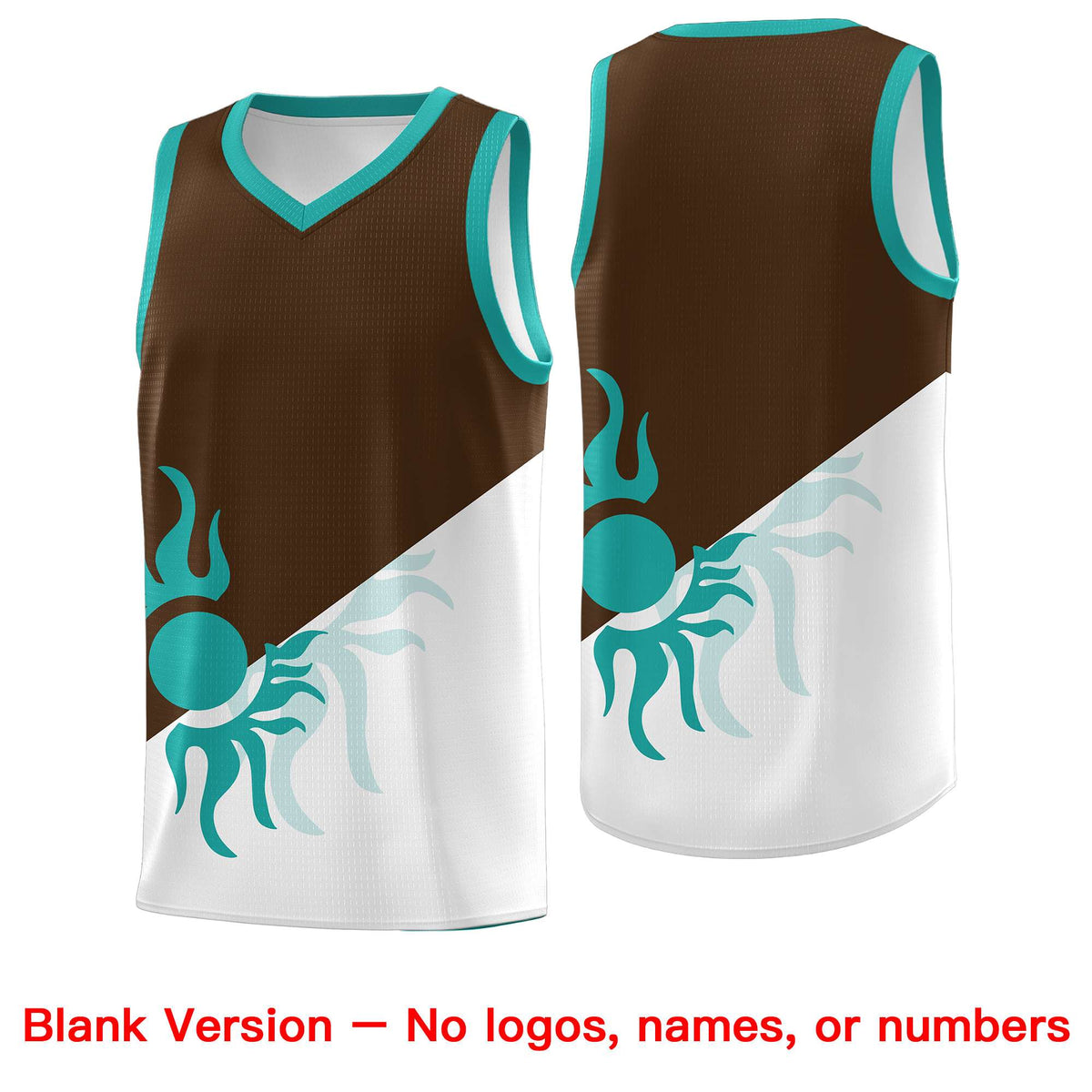 Custom Youth Basketball Jerseys - Brown White Radiant Sun Design Two Tone Uniforms