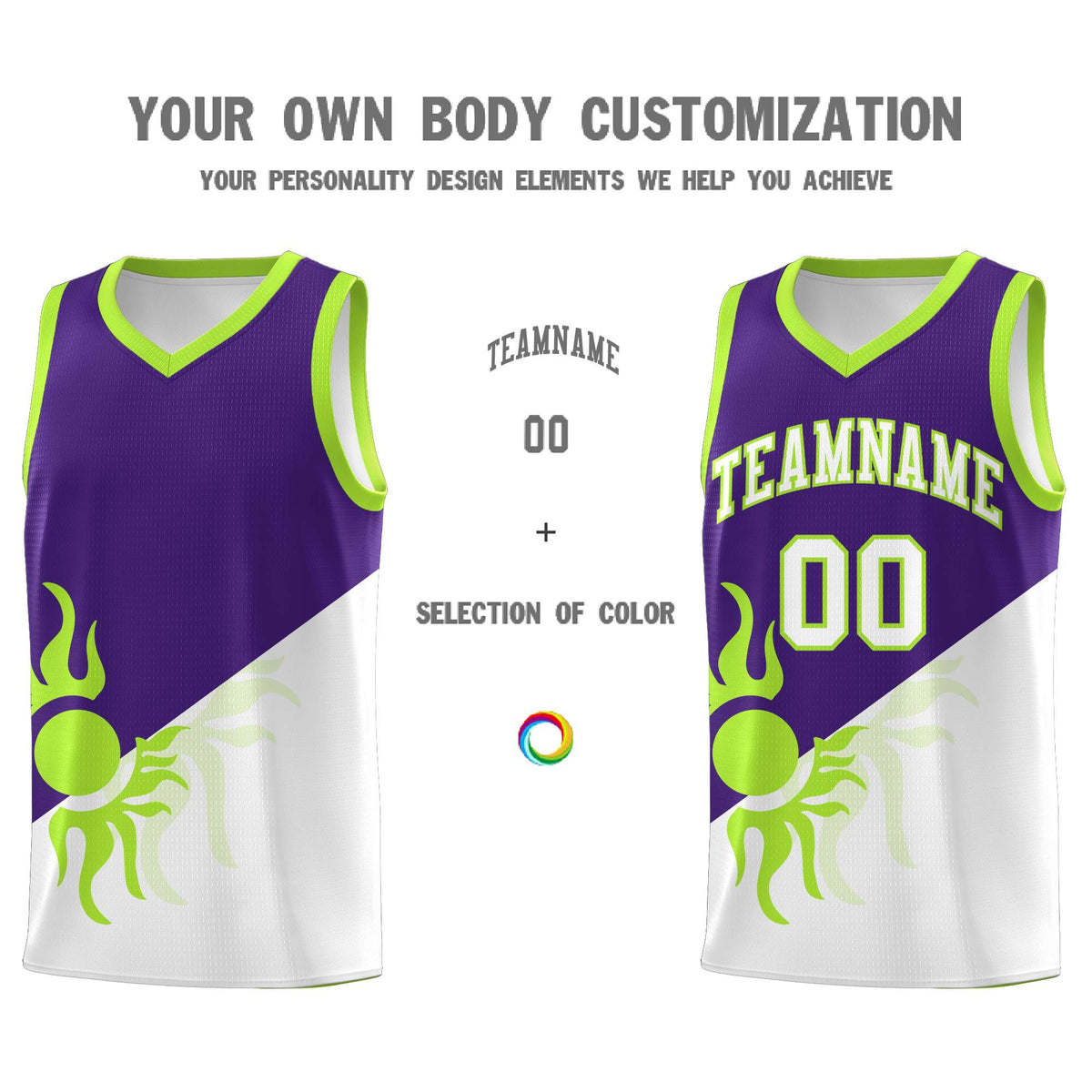 Custom Youth Basketball Jerseys - Purple White Radiant Sun Design Two Tone Uniforms