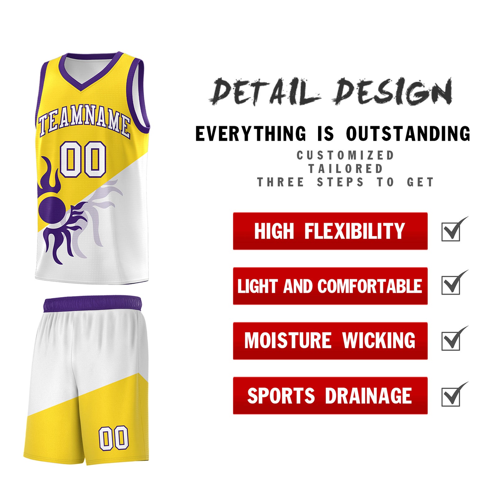 Custom Youth Basketball Jerseys - Gold White Radiant Sun Design Two Tone Uniforms