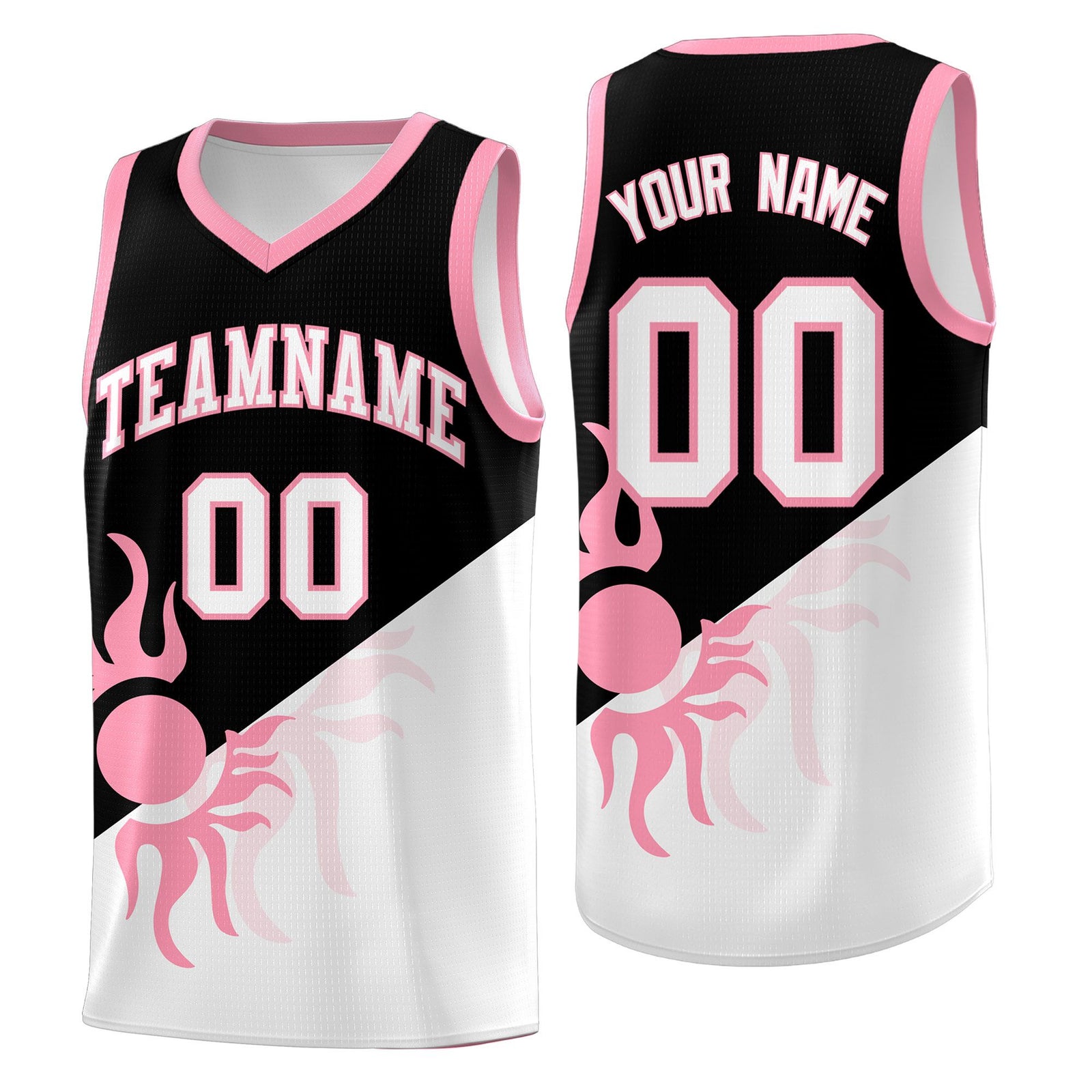 Custom Youth Basketball Jerseys - Black White Sunburst Design Two Tone Uniforms