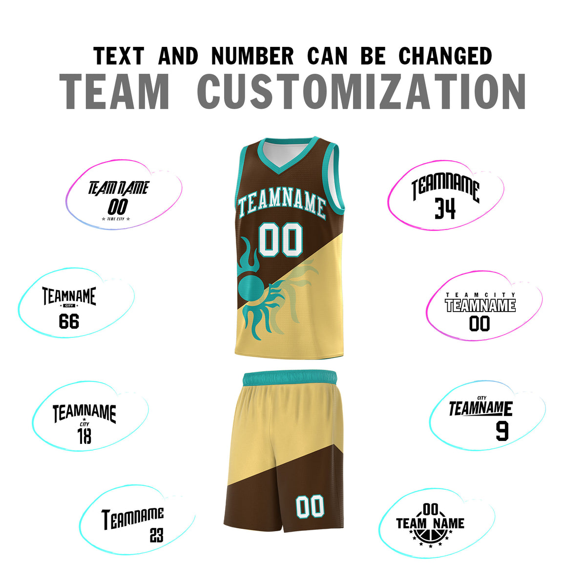 Custom Youth Basketball Jerseys - Brown Khaki Sunburst Design Two Tone Uniforms