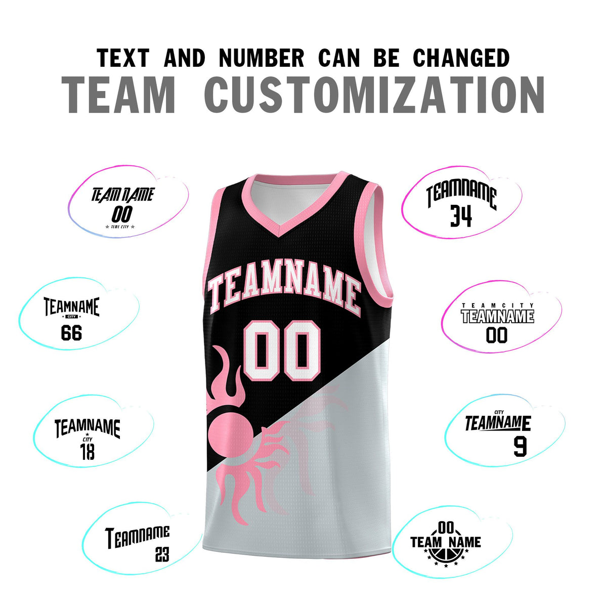 Custom Youth Basketball Jerseys - Black Silver Radiant Sun Design Two Tone Uniforms