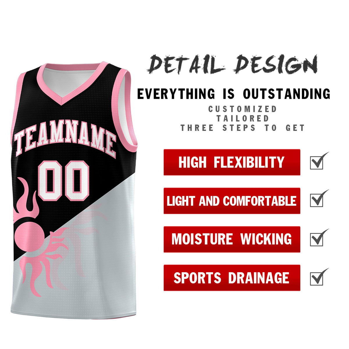 Custom Youth Basketball Jerseys - Black Silver Radiant Sun Design Two Tone Uniforms