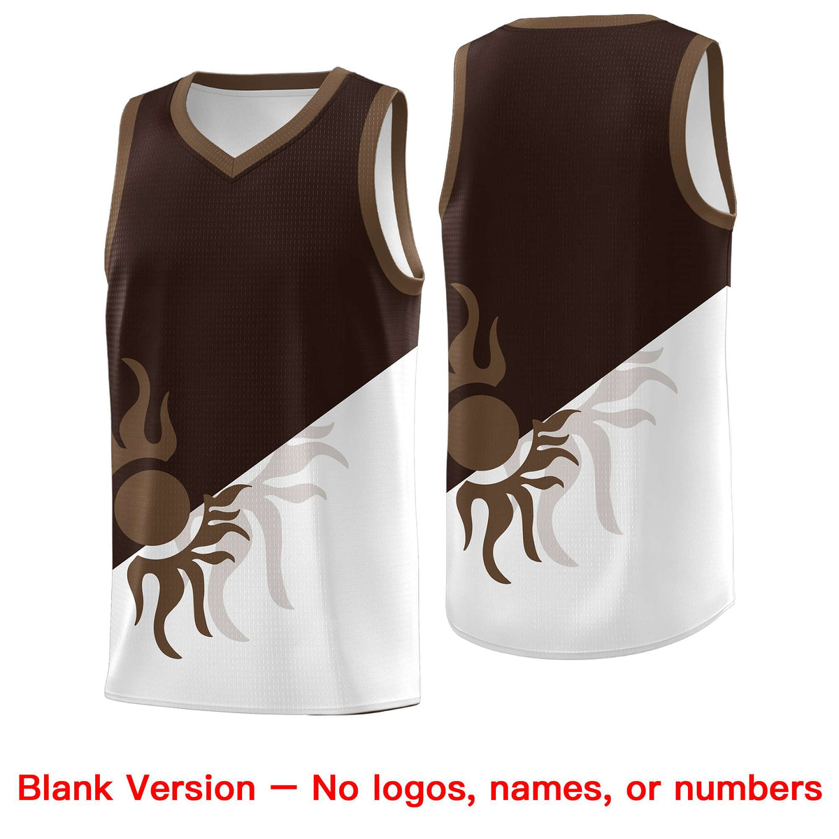 Custom Youth Basketball Jerseys - Brown White Sunburst Design Two Tone Uniforms